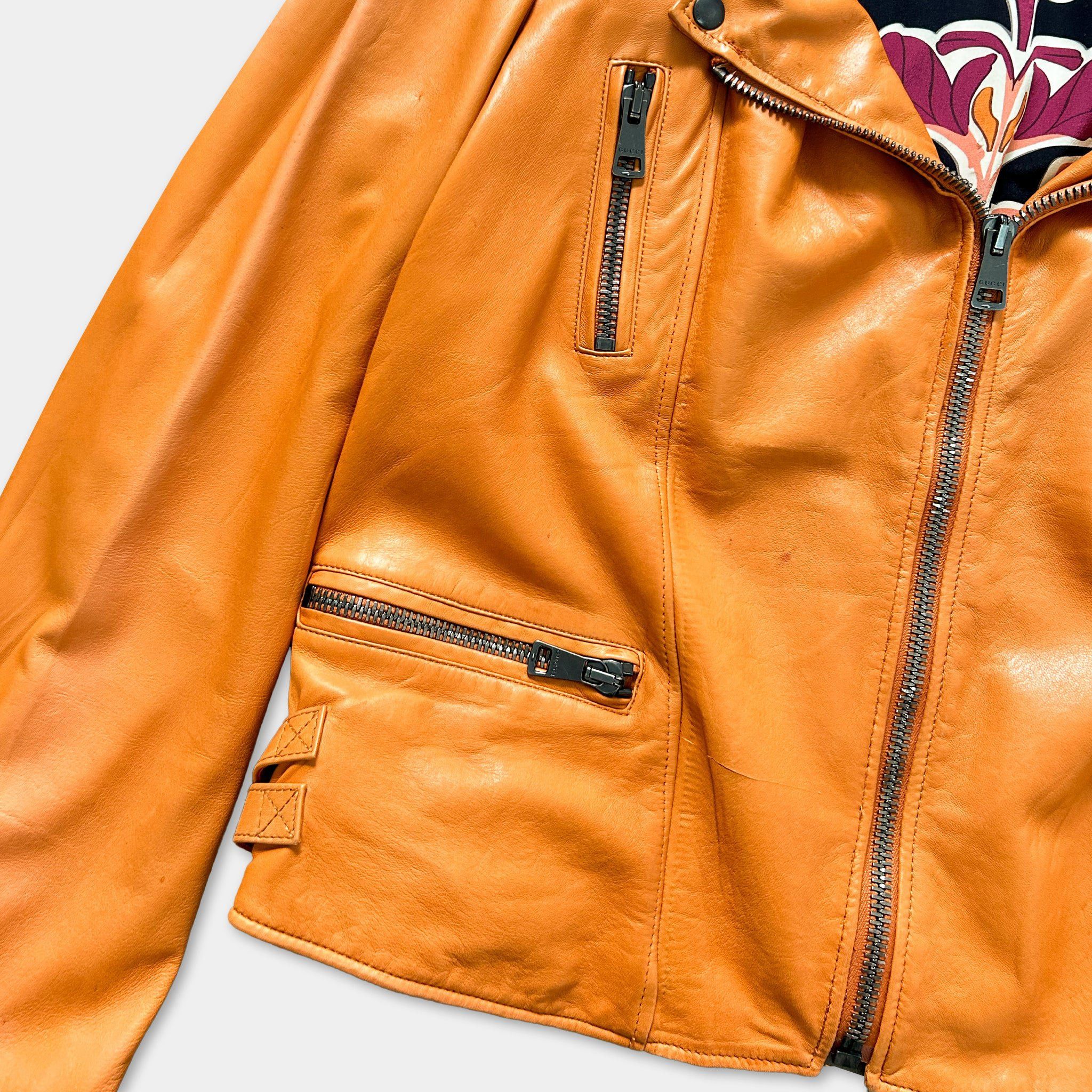 Gucci Gucci 2007 Orange Leather Jacket Size US S / EU 44-46 / 1 - 4 Thumbnail