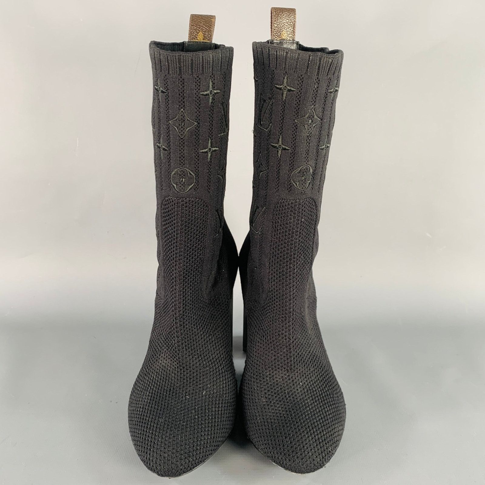 Louis Vuitton Black Nylon Knit Monogram Chunky Heel Sock Boots Size US 9 / IT 39 - 4 Thumbnail