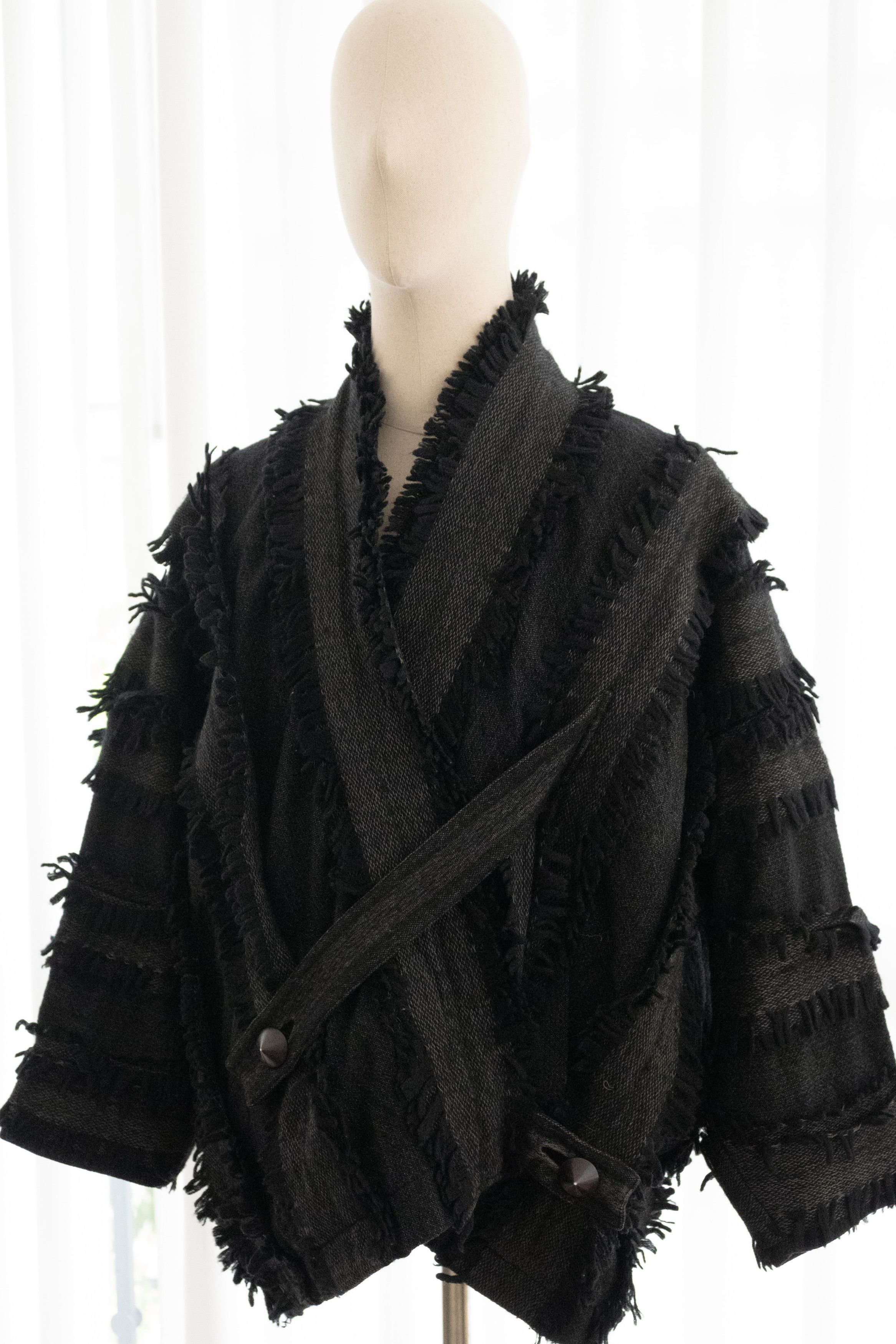 Issey Miyake AW1985 Issey Miyake Wool Fringe Cocoon Jacket Size ONE SIZE - 2 Thumbnail