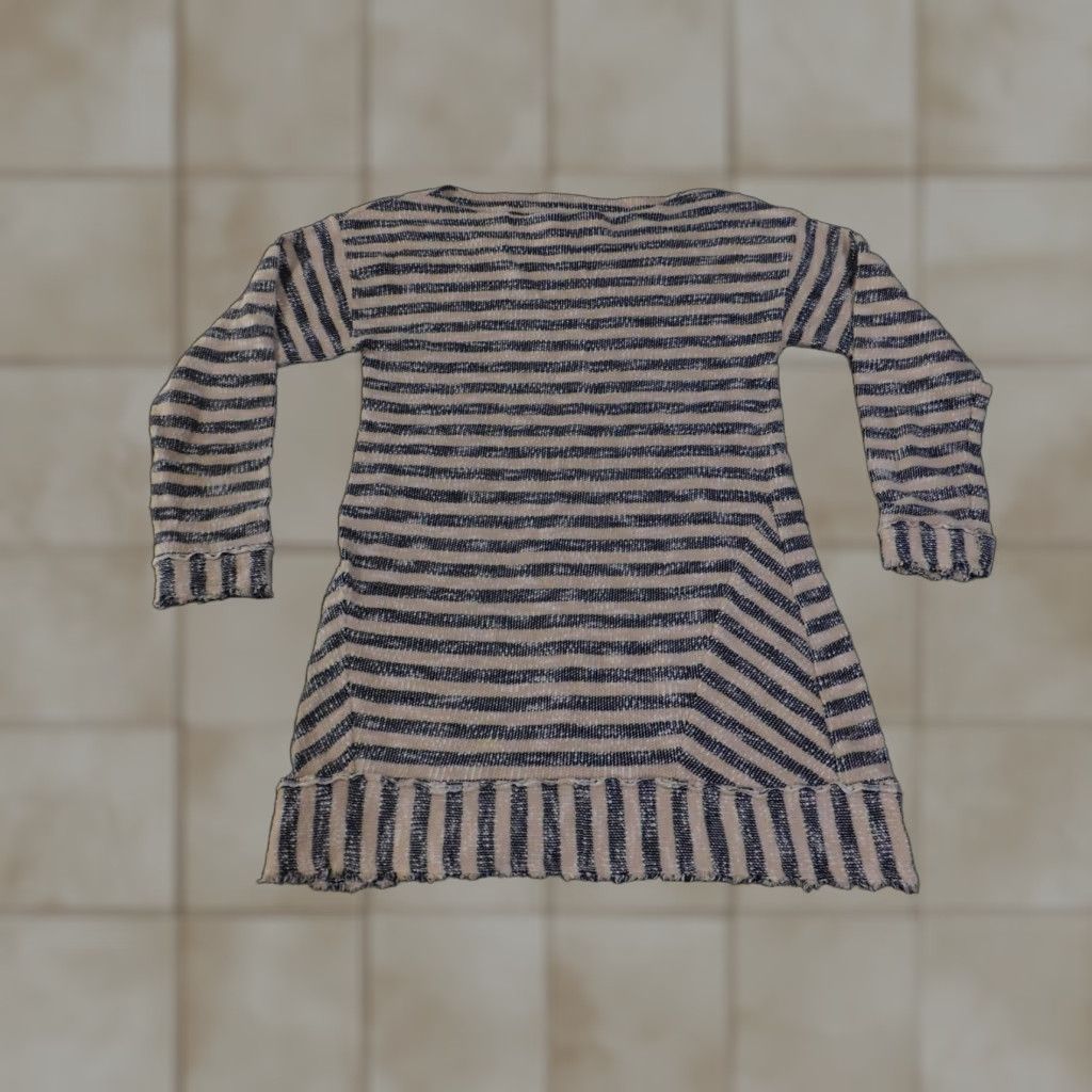 Soft Surroundings Soft Surroundings Sweater Tunic Womens Medium Blue Beige Striped Cotton Boho Size M / US 6-8 / IT 42-44 - 1 Thumbnail