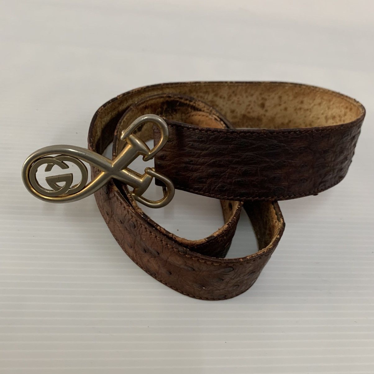 Gucci Gucci Vintage Ostrich Leather Belt Size 34 - 2 Thumbnail