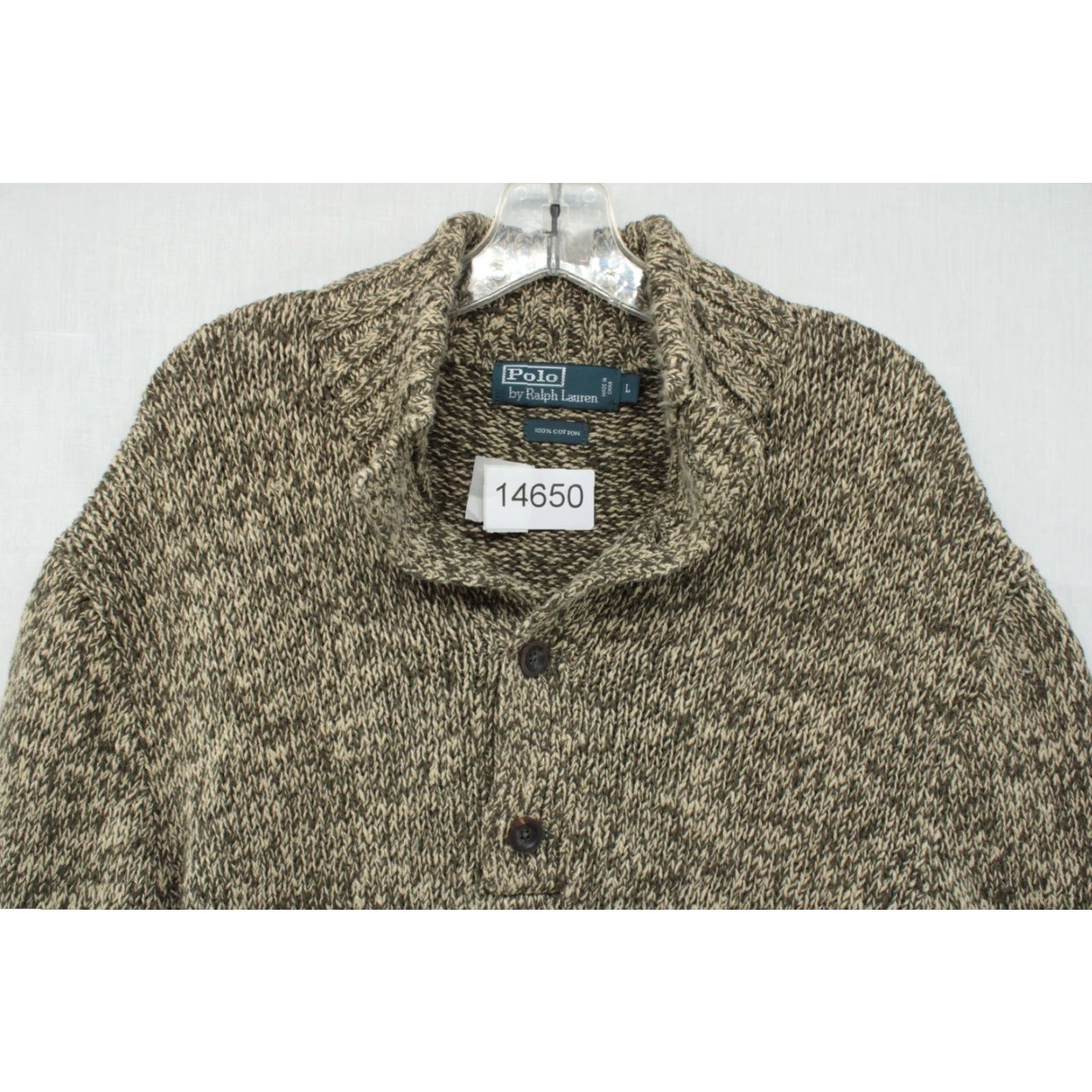 Polo Ralph Lauren VINTAGE Polo Ralph Lauren Sweater Shirt Men L Green Cowl Neck Loose Knit Cabincore Cozy 90s USA Preppy Size US L / EU 52-54 / 3 - 8 Thumbnail