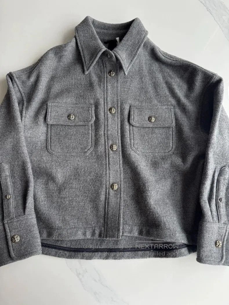 Chrome Hearts Gray Wool Coat.