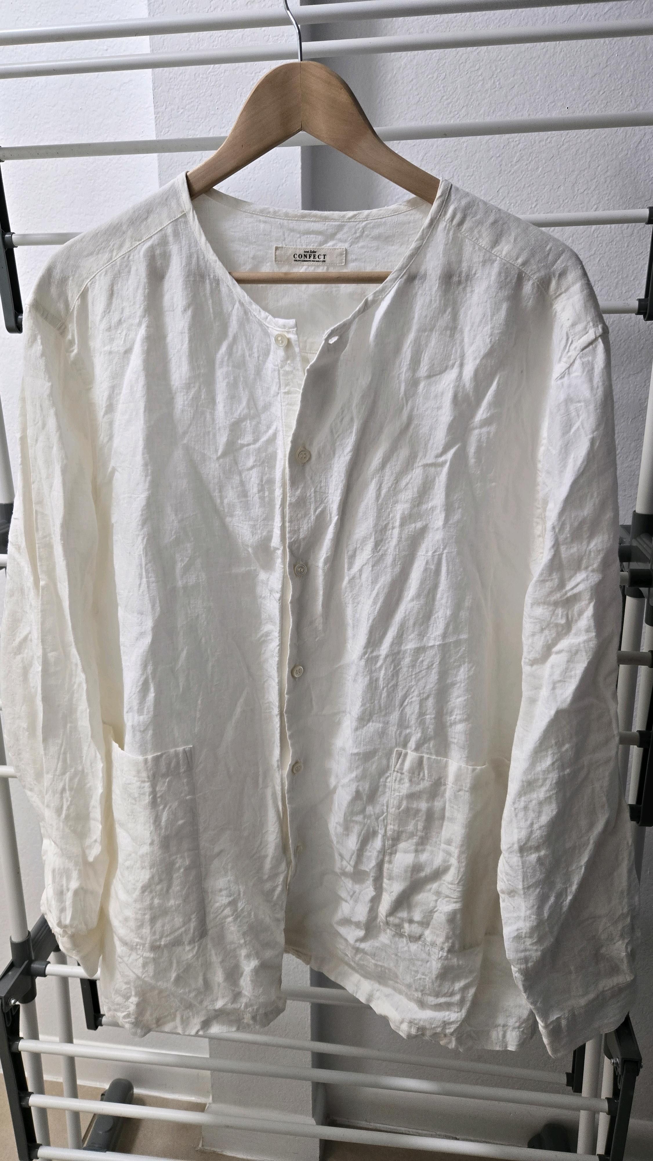 CONFECT No Collar Linen Shirt Size US L / EU 52-54 / 3 - 1 Thumbnail