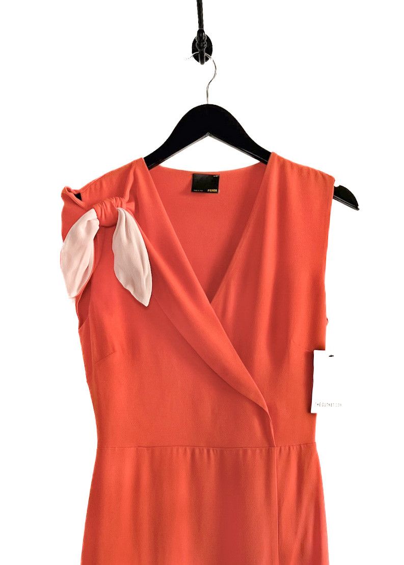 Fendi Fendi Orange Ruffle Details Midi Dress Size S / US 4 / IT 40 - 3 Thumbnail