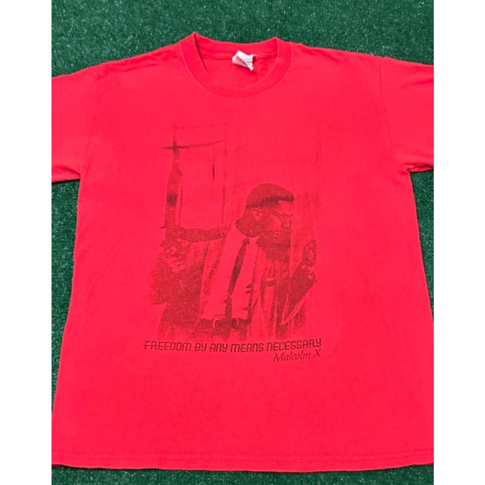 Vintage VINTAGE Malcom X By Any Means Necessary VTG Shirt Mens Size M Red 90s Hip Hop Black History 1990s Mens T-Shirt Size US M / EU 48-50 / 2 - 3 Thumbnail