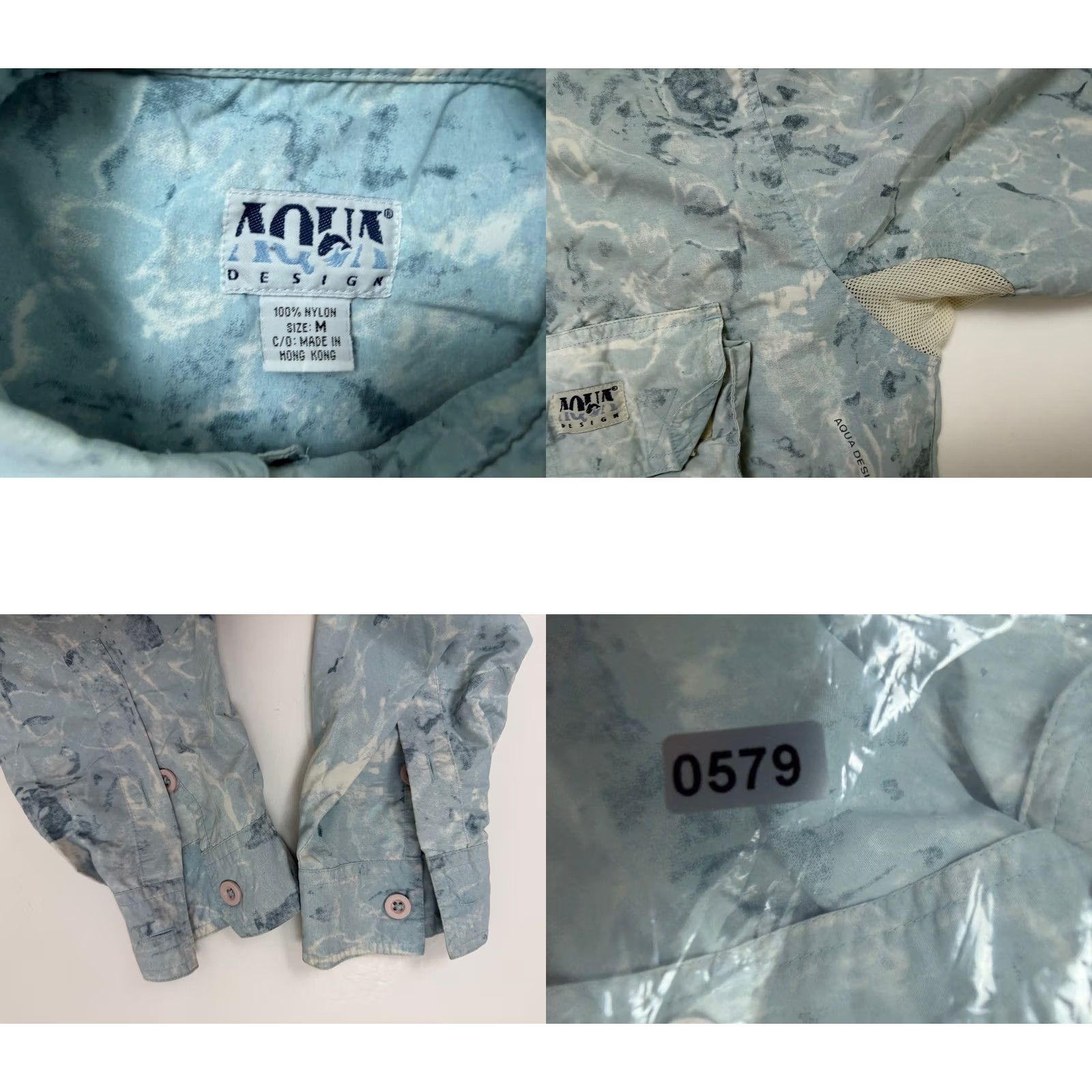 Vintage VINTAGE Aqua Designs Shirt Mens Medium Button-Up Nylon Camo Embroidered Pockets Blue Affinity Outdoor Fish Nature Size US M / EU 48-50 / 2 - 9 Thumbnail