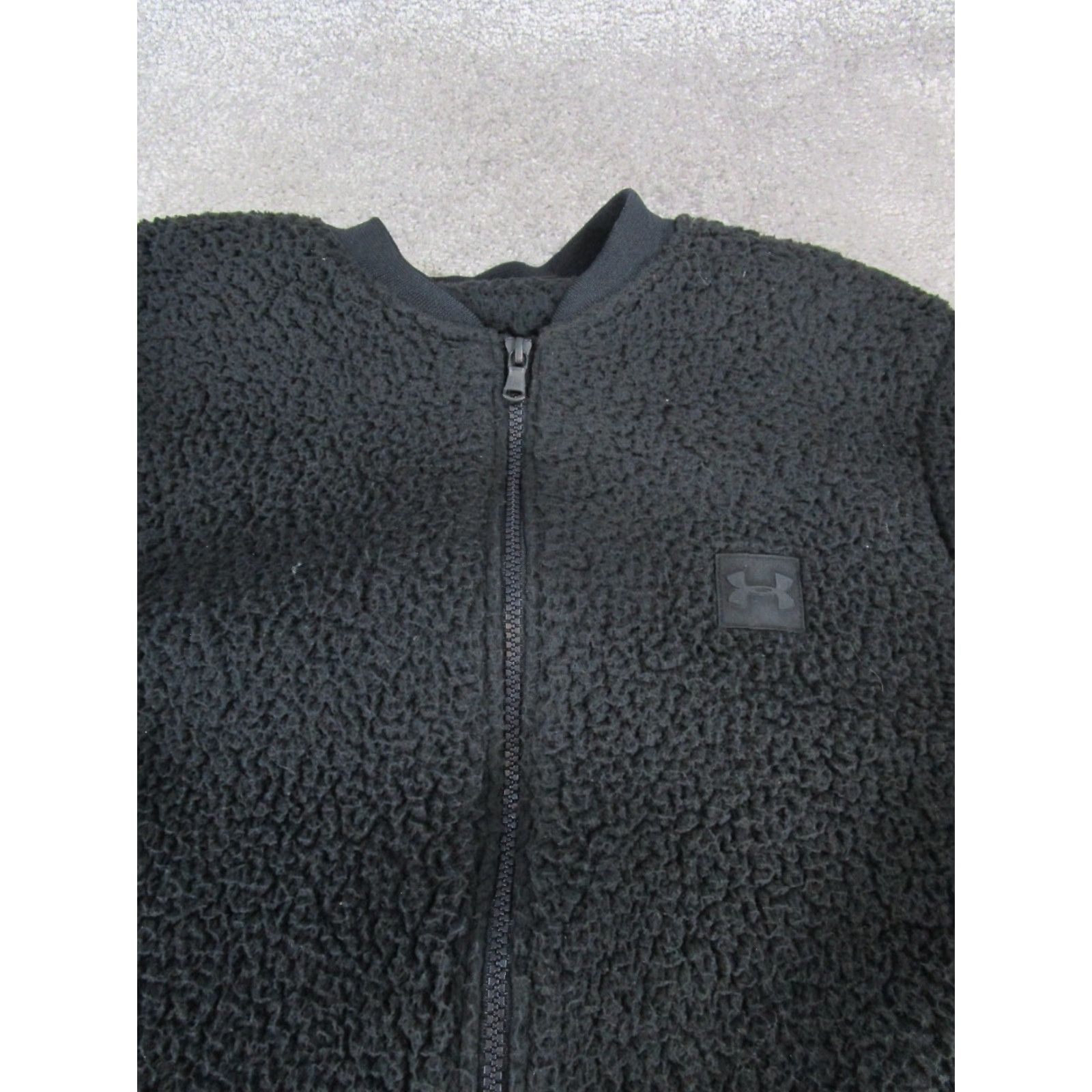 Under Armour Under Armor Bomber Jacket Mens Medium Black Fleece Size US M / EU 48-50 / 2 - 2 Thumbnail
