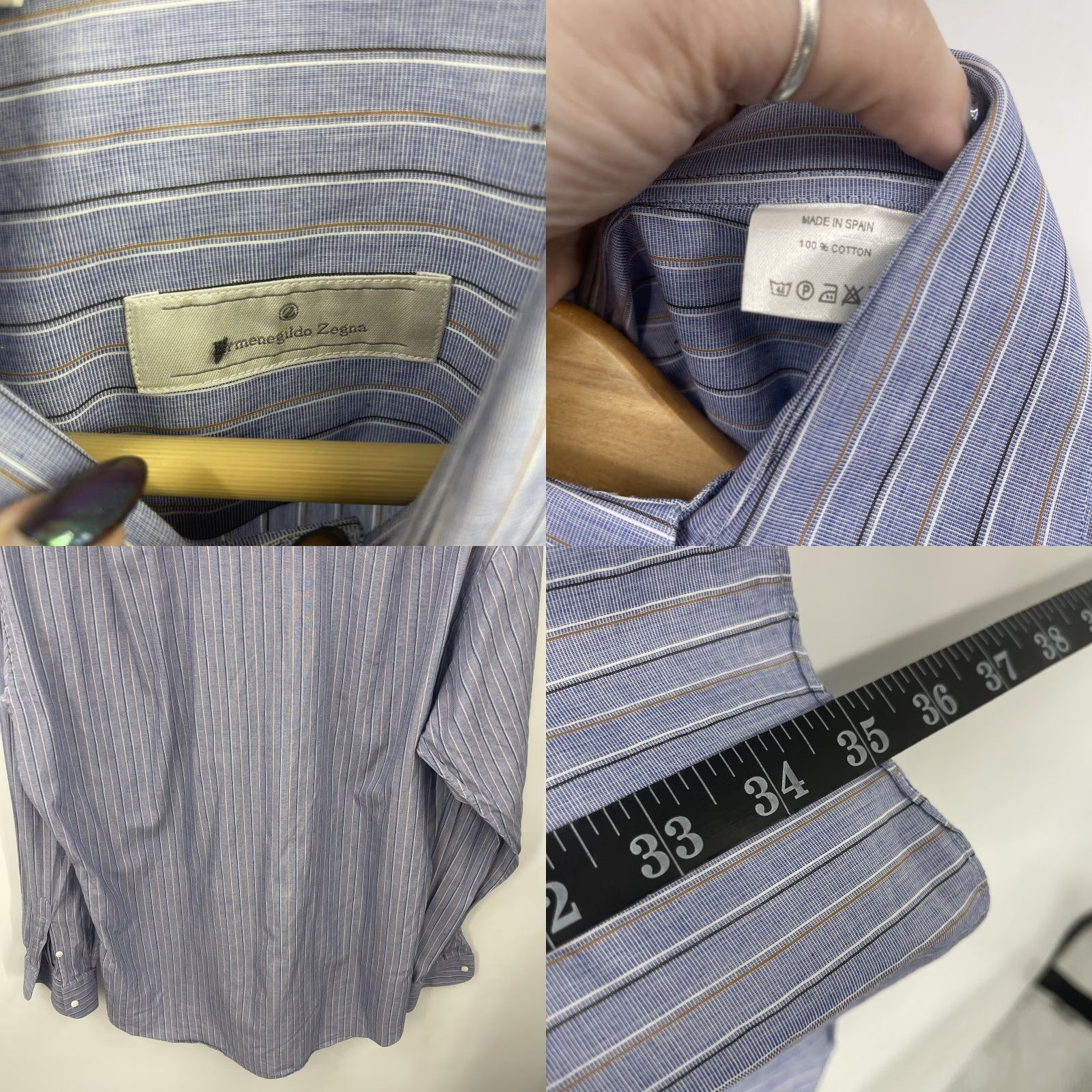 Ermenegildo Zegna VINTAGEErmenegildo Zegna Shirt Mens XL 16 Striped Blue Preppy Cotton Pocket Button Shirt Size US XL / EU 56 / 4 - 8 Thumbnail