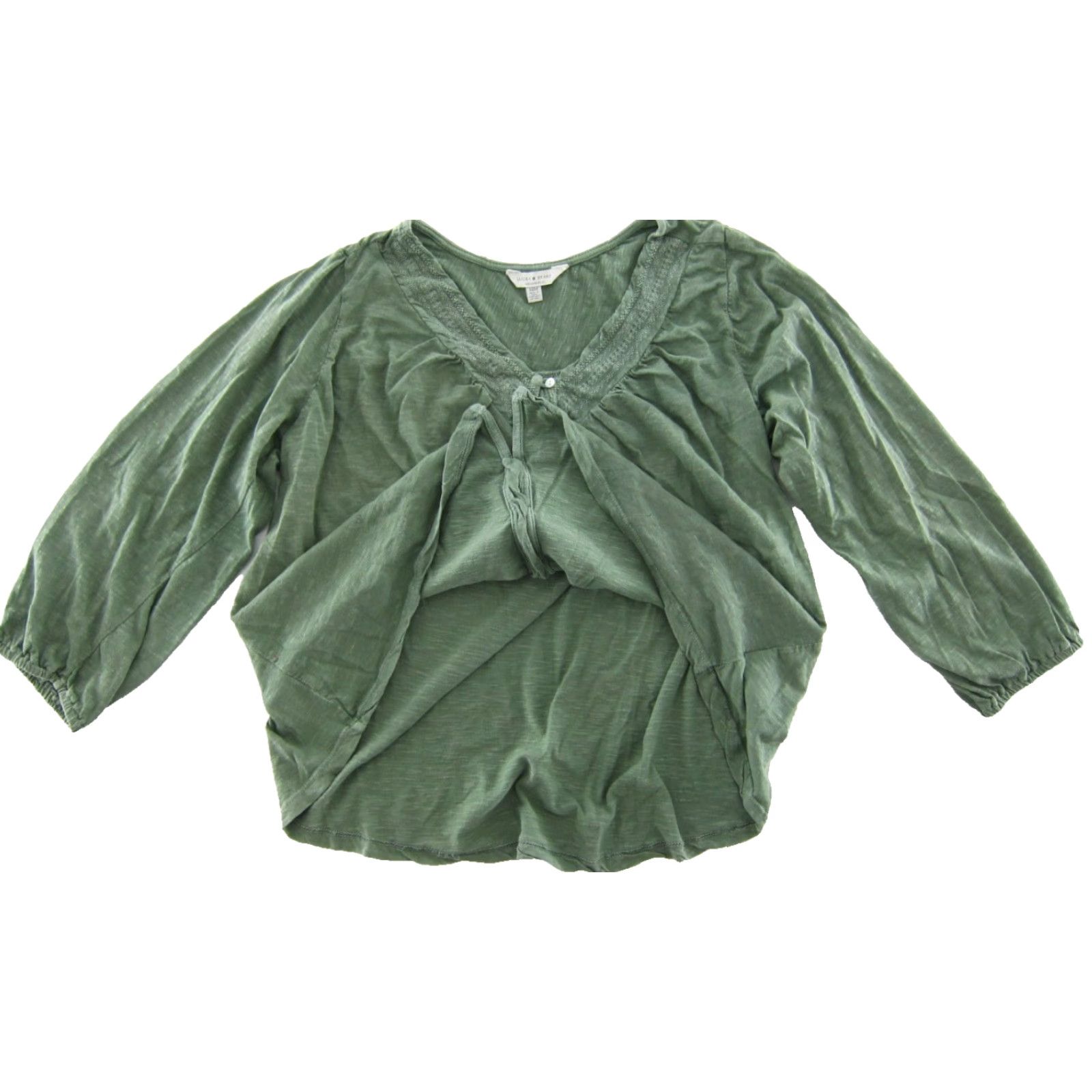 Lucky Brand Lucky Brand Blouse Shirt Womens M Green 100% Cotton Jersey Long Sleeve V-Neck Button Down Tunic Casual/Business/Formal .. Size M / US 6-8 / IT 42-44 - 5 Thumbnail