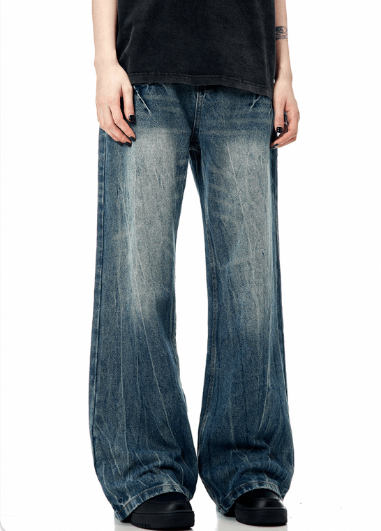 Japanese Brand × Jean Vintage heavy washed lightning crack cleanfit straight jeans Size US 32 / EU 48 - 4 Thumbnail