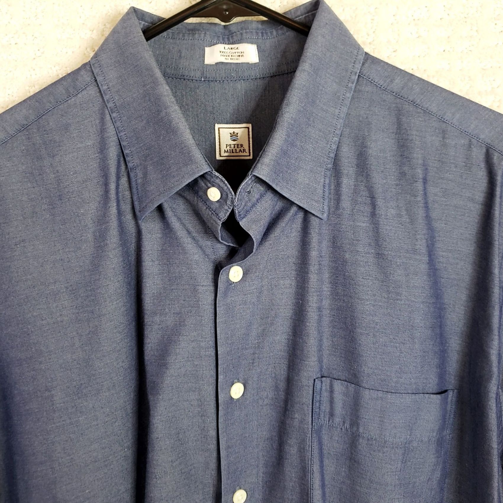 Peter Millar VINTAGE? Peter Millar Dress Shirt Long Sleeve Button Down Mens L Blue Career Wear Size 42R - 3 Thumbnail