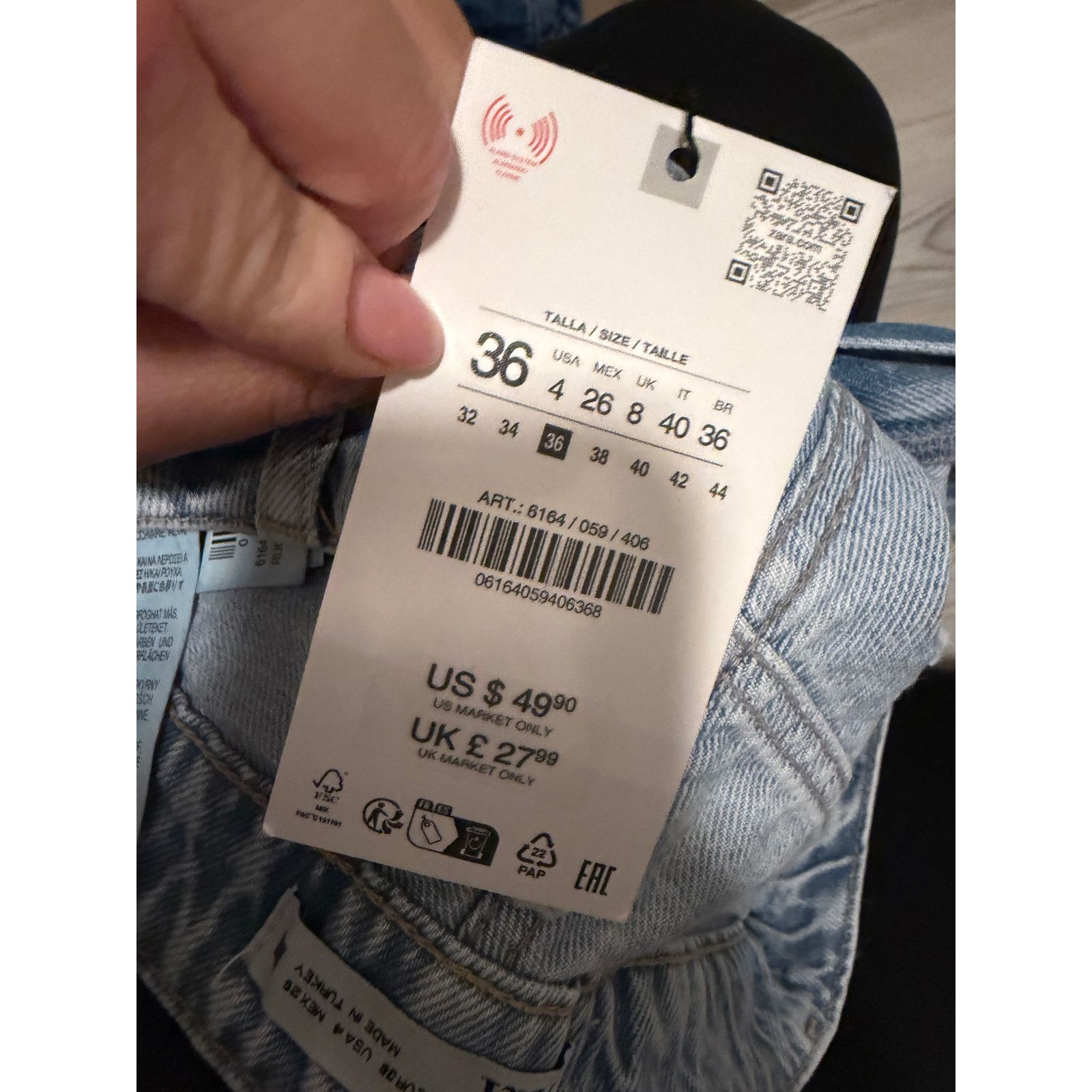 Zara Blue High Waist Straight Ankle Rigid Pocketed Cotton Jeans Size 27" / US 4 / IT 40 - 10 Thumbnail