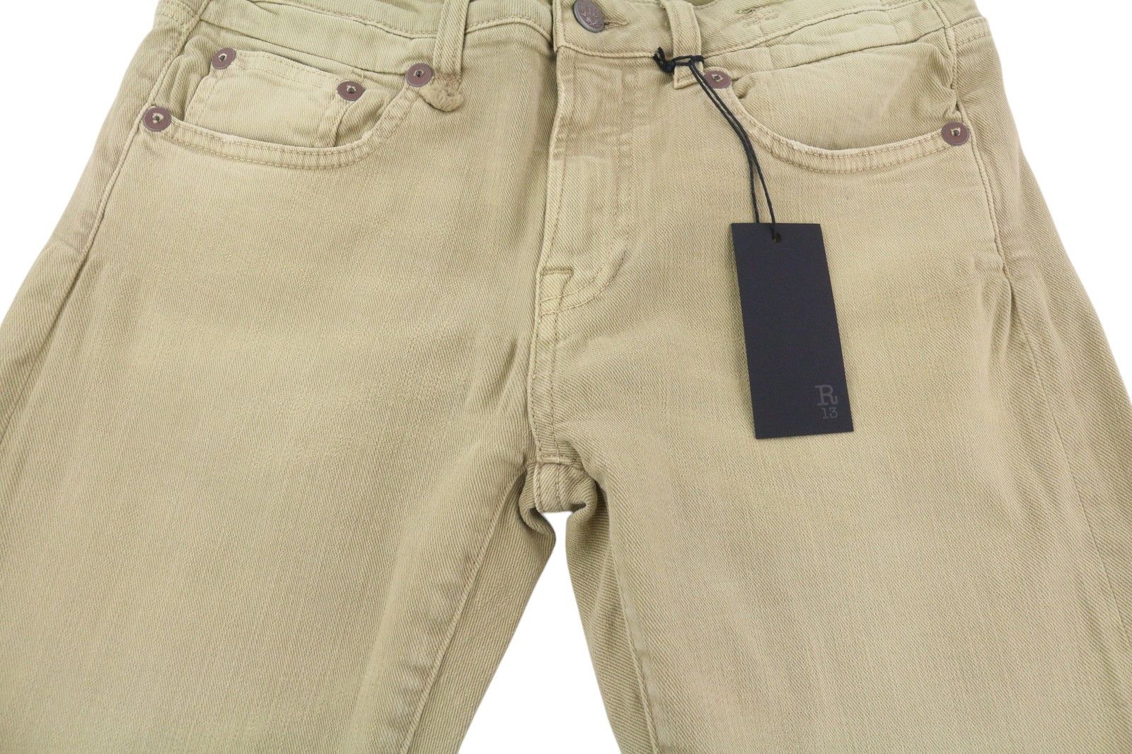 R13 BOY STRAIGHT 28 Khaki Stretch Denim Cropped 86302 Size 28" / US 6 / IT 42 - 12 Thumbnail