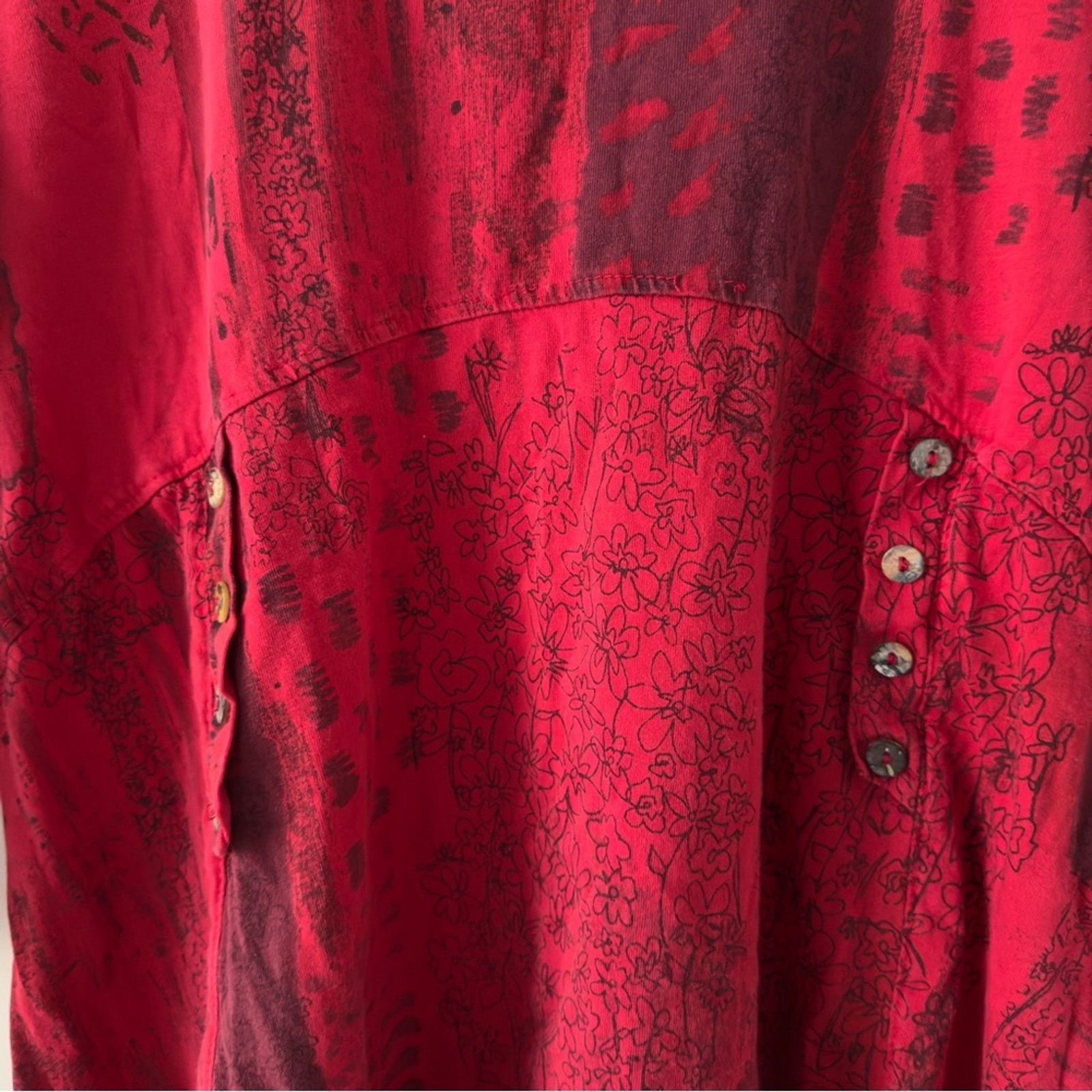 Vintage Vintage patchwork style button front Red babydoll Top Large Size L / US 10 / IT 46 - 5 Thumbnail