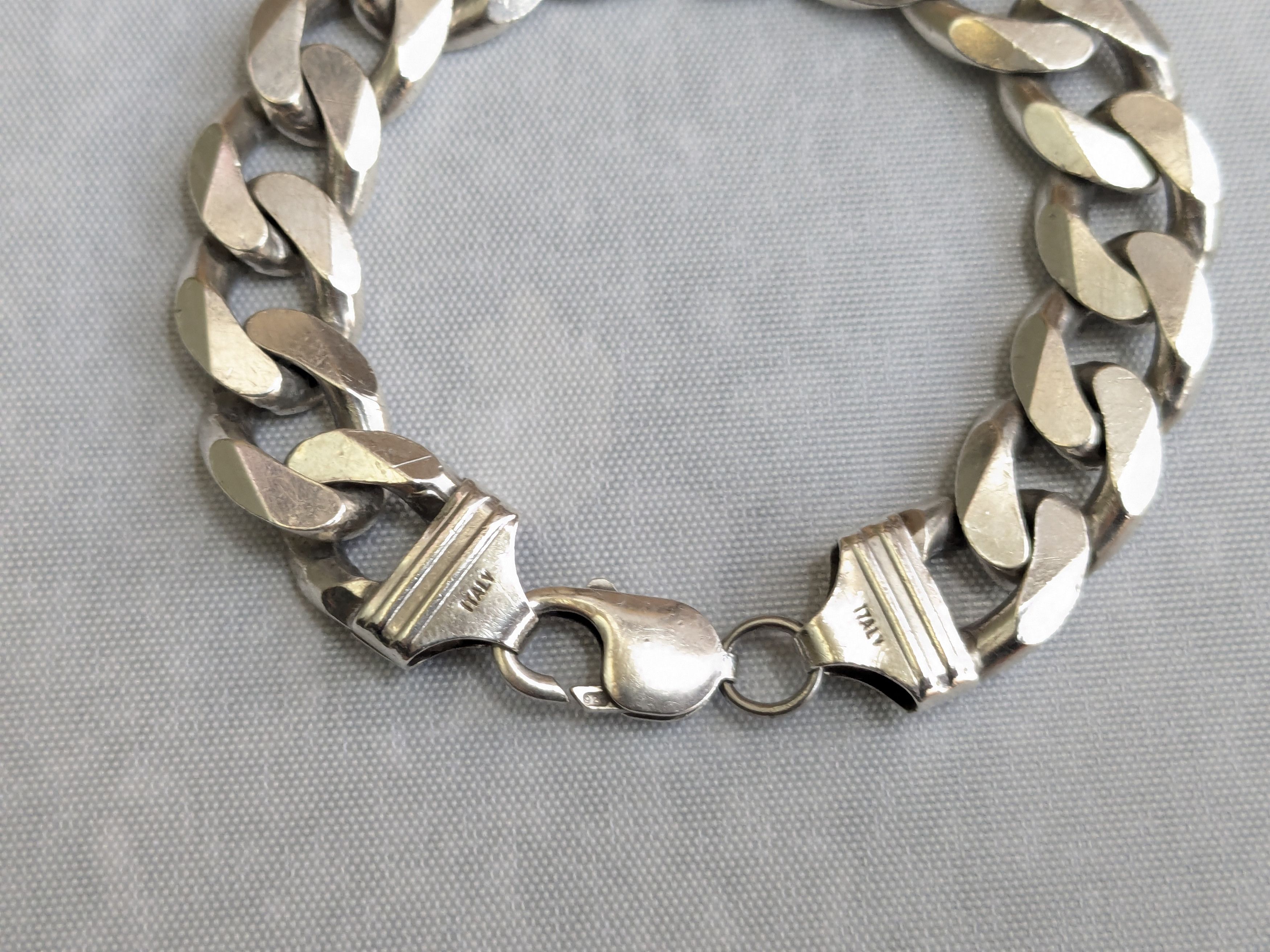 Jewelry Vintage Sterling Silver Cuban Bracelet Link Chain 8.5" Size ONE SIZE - 3 Thumbnail