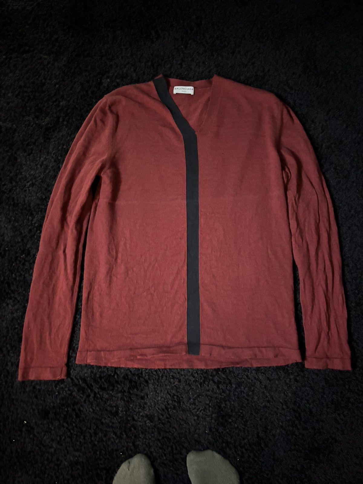 Balenciaga BALENCIAGA 2012 RED COTTON BLACK TRIM LINE SWEATER Size US L / EU 52-54 / 3 - 1 Thumbnail