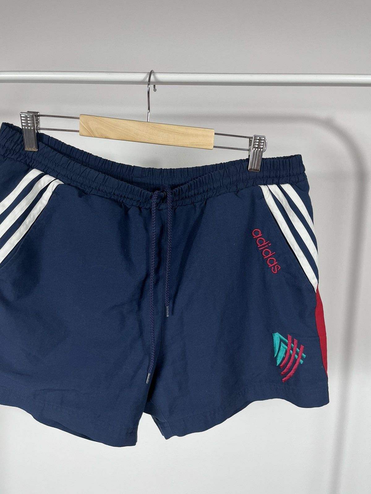 Adidas Vintage Adidas Swim Shorts Navy Red 3-Stripes Embroidered M Size US 32 / EU 48 - 2 Thumbnail