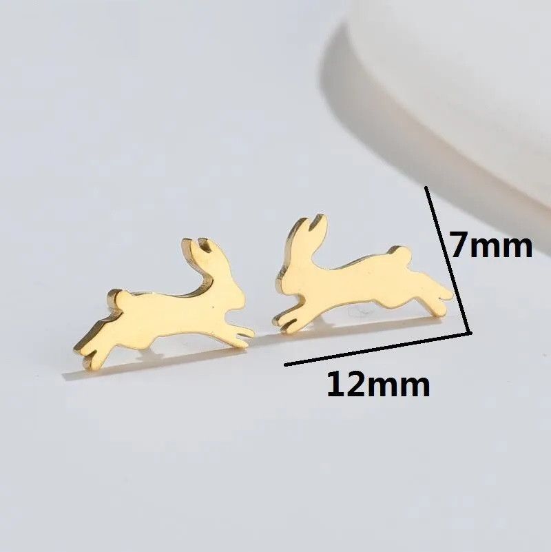 Jewelry Running Rabbit Stud Earrings Charm Earring Gift Size ONE SIZE - 2 Thumbnail