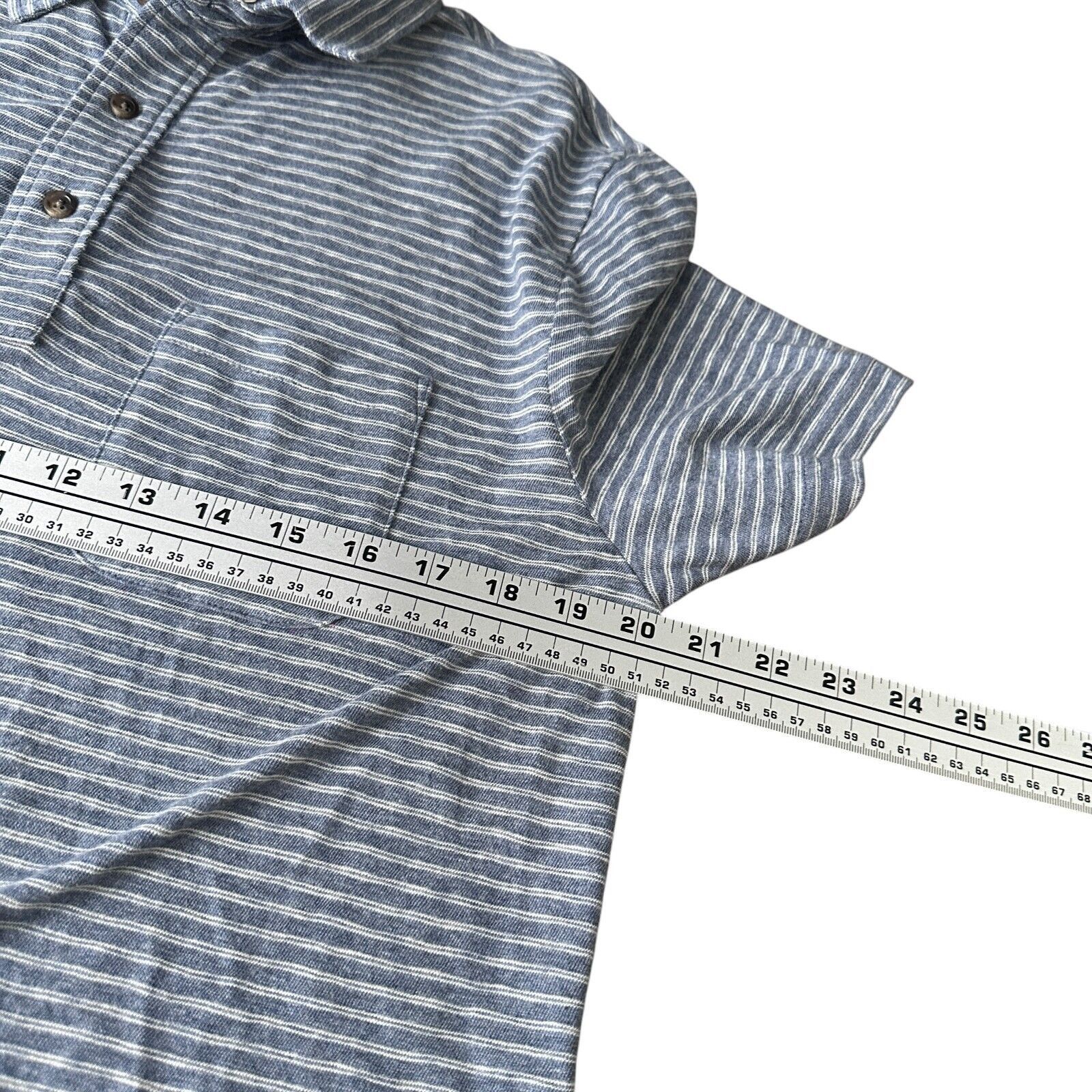 Faherty Faherty Indigo Salt Wash Polo Shirt Men’s Medium Blue White Size US M / EU 48-50 / 2 - 7 Thumbnail