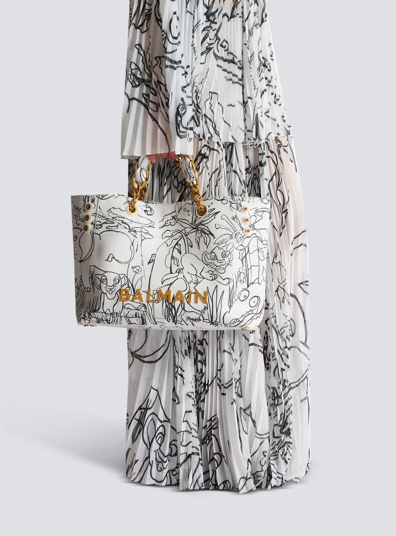 Balmain o1s1wg111225 Size:OS/1945 Graphic-Print Tote Bag in White Size ONE SIZE - 7 Thumbnail