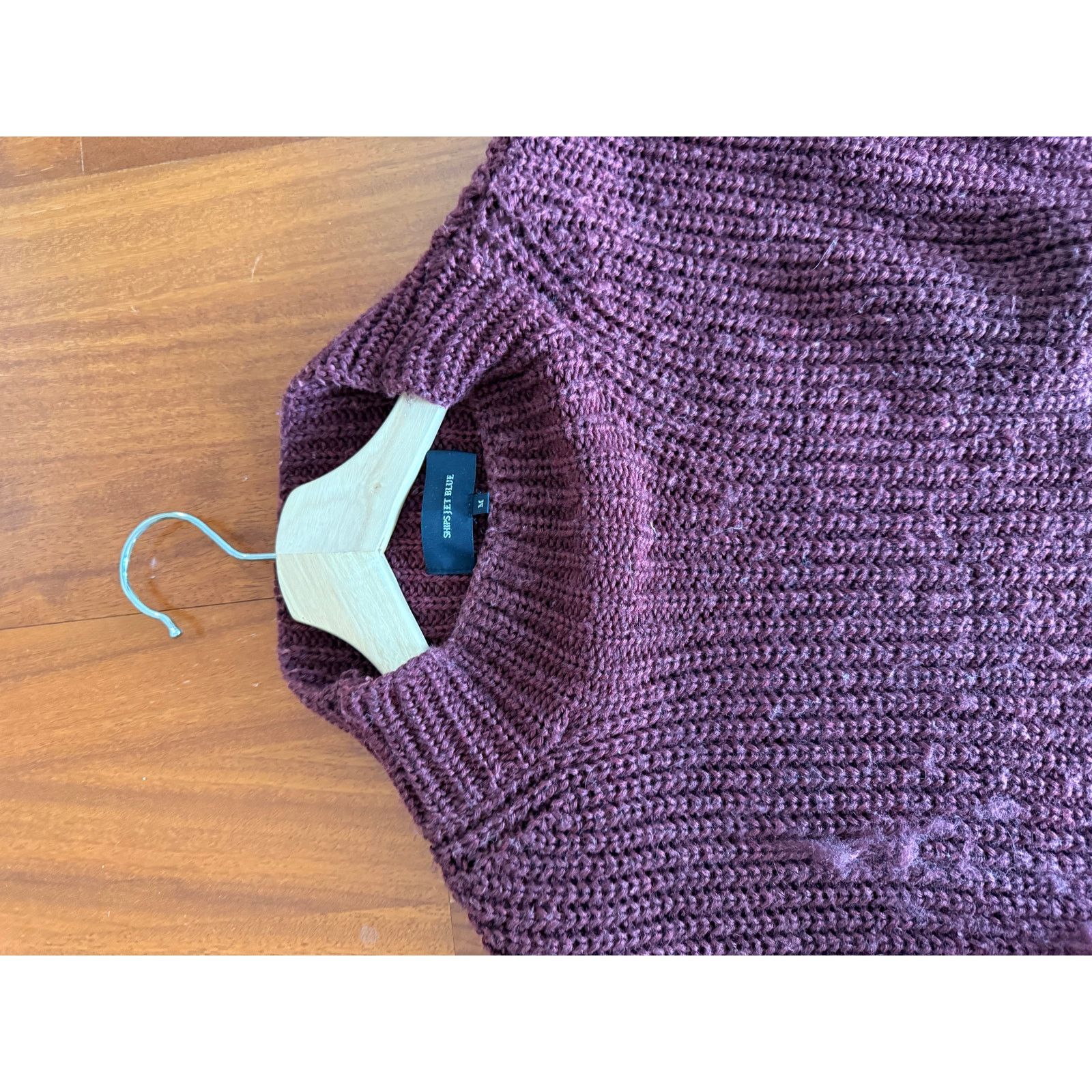 SHIPS Ships Jet Blue Burgundy/Wine Chunky Knit Sweater Size US M / EU 48-50 / 2 - 2 Thumbnail
