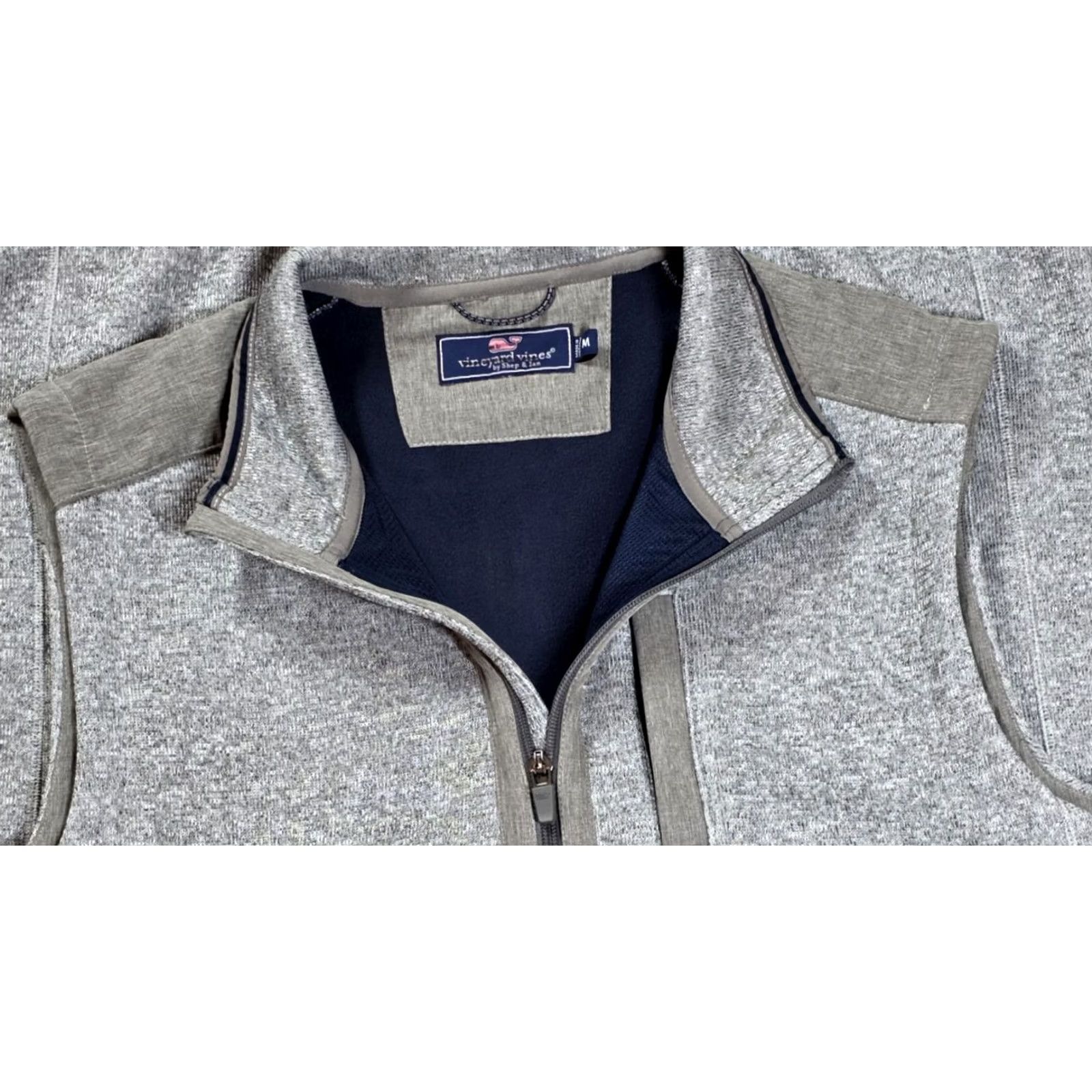 Vineyard Vines Vineyard Vines Mountain Fleece Sweater Vest Mens Medium Gray Full Zip Polyester Size US M / EU 48-50 / 2 - 2 Thumbnail