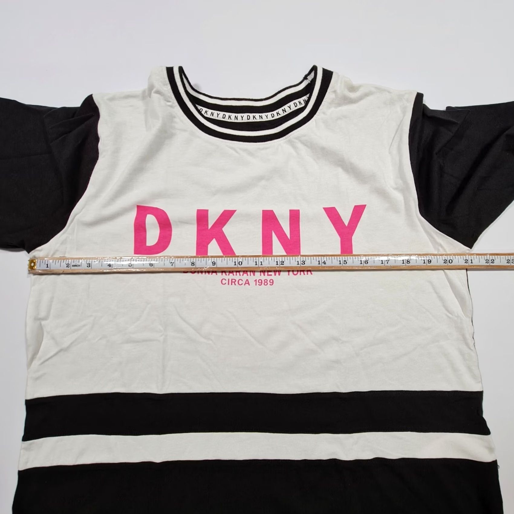 DKNY DKNY Womens Pyjama T Shirt White Black Large Short Sleeves Top Jersey Size L / US 10 / IT 46 - 6 Thumbnail