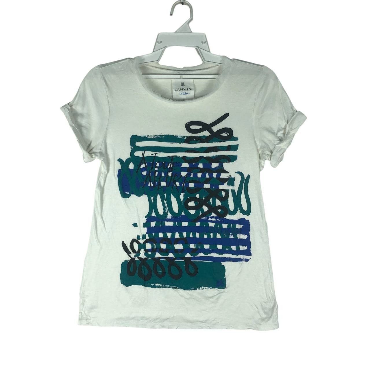 Lanvin Lanvin En Blue White T-Shirt Size XS / US 0-2 / IT 36-38 - 1 Thumbnail