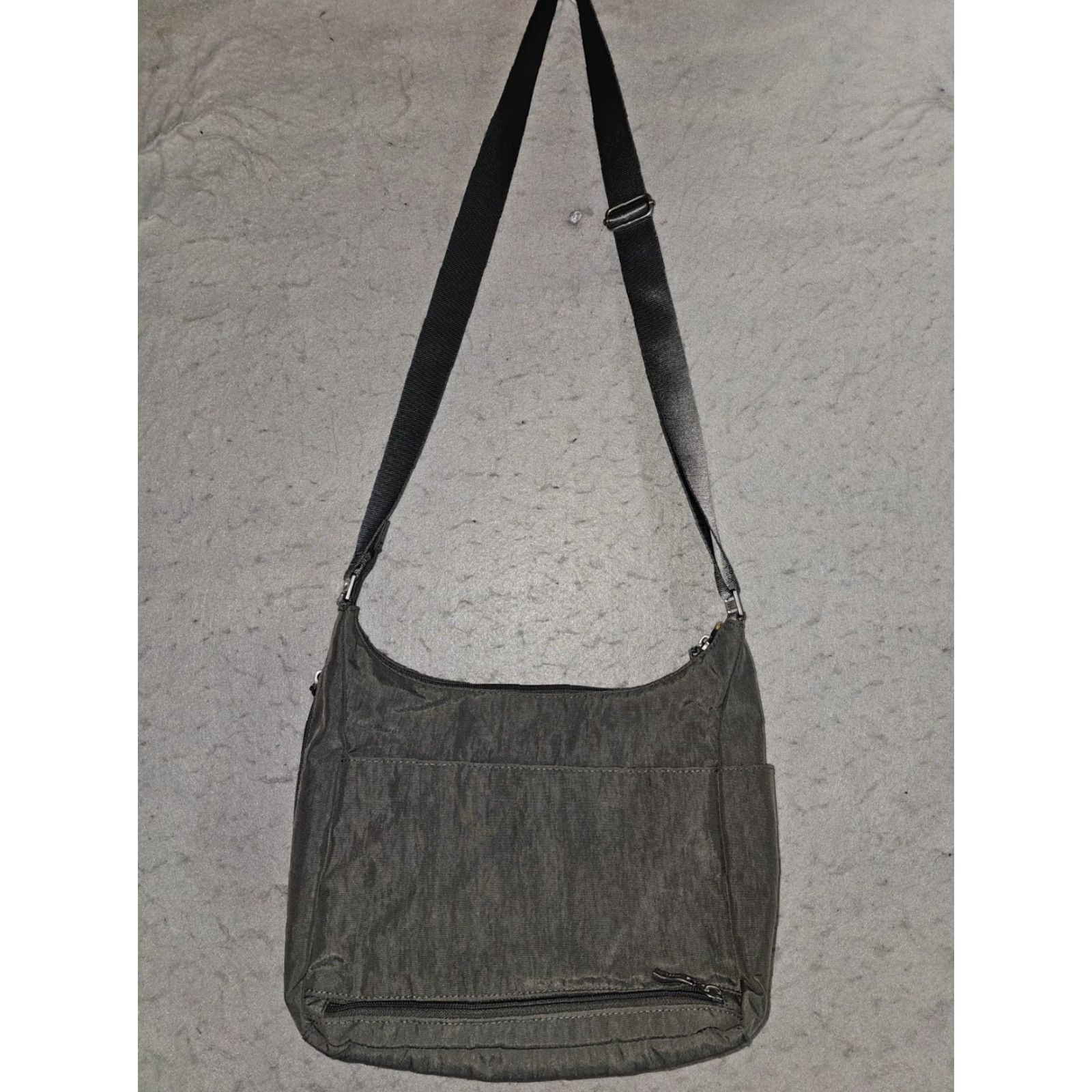 Vintage Baggallini Crossbody Bag Medium Gray Leopard Print & Yellow Purse Signature Everyplace Size ONE SIZE - 5 Thumbnail