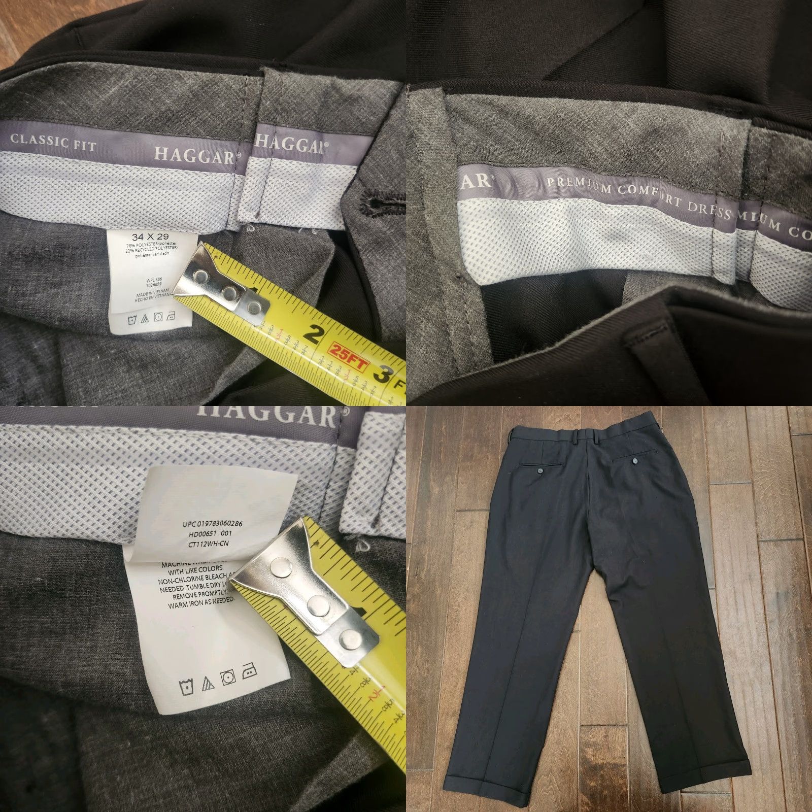 Haggar Haggar Premium Comfort Dress Pants Mens 32x29 Black Pleated Classic Fit Pants Regular 5-Pocket Solid Dress Pants Mens Size US 32 / EU 48 - 10 Thumbnail