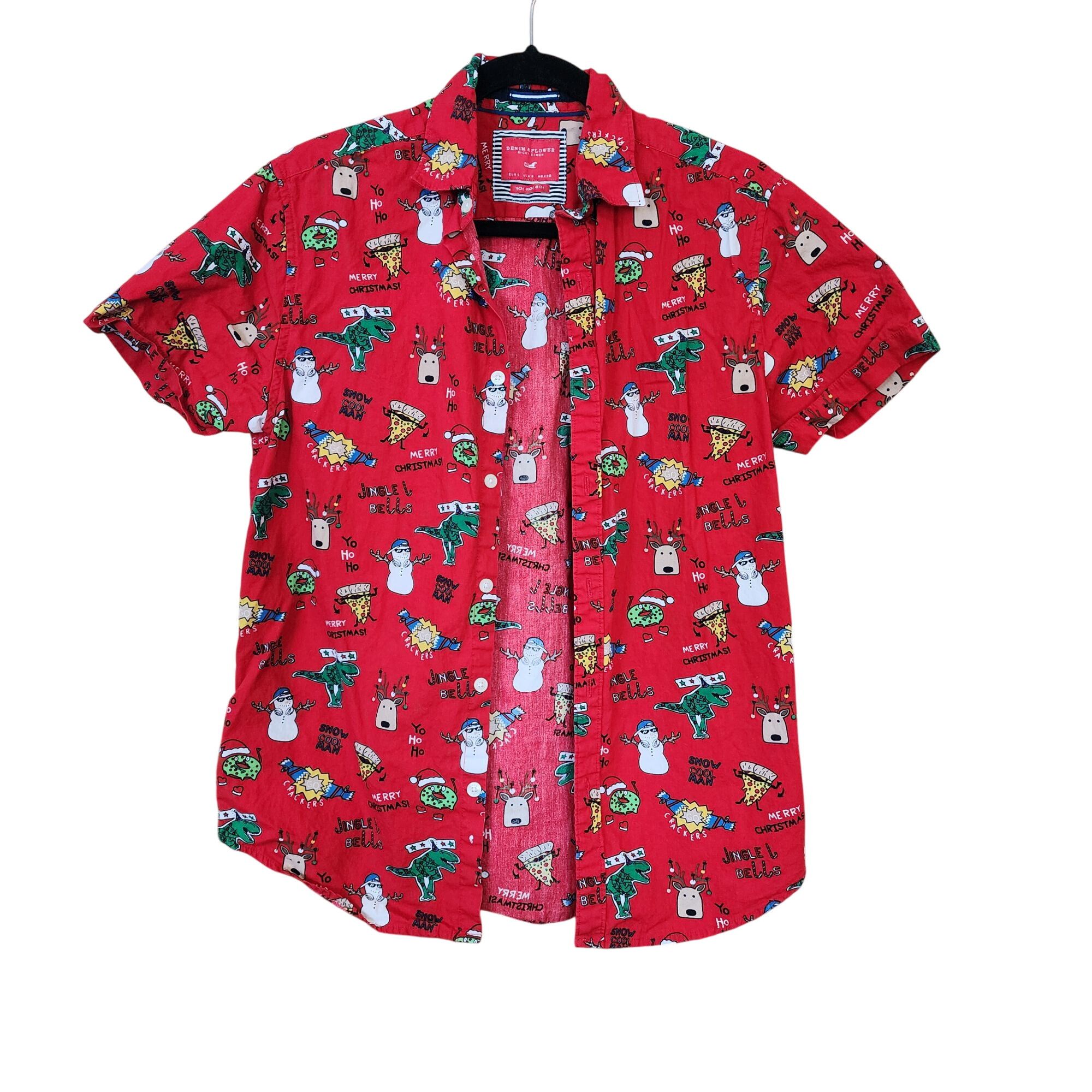 Denim & Flower Denim & Flower Ricky Red Christmas Button Up Shirt Mens Smal Size US S / EU 44-46 / 1 - 1 Thumbnail