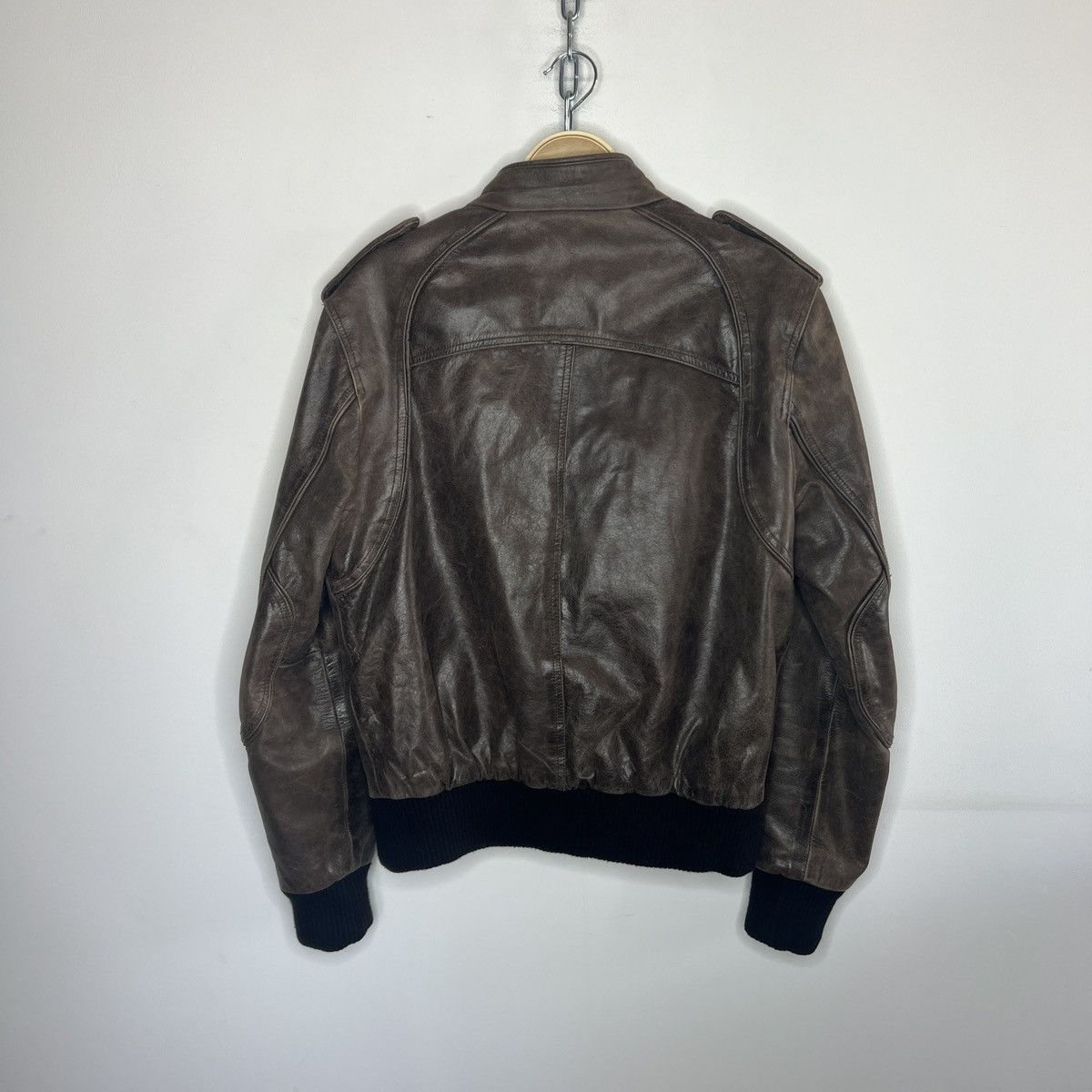 Leather × Vintage Vintage Brown Leather Motor Biker Jacket Trucker Genuine Size US M / EU 48-50 / 2 - 10 Thumbnail
