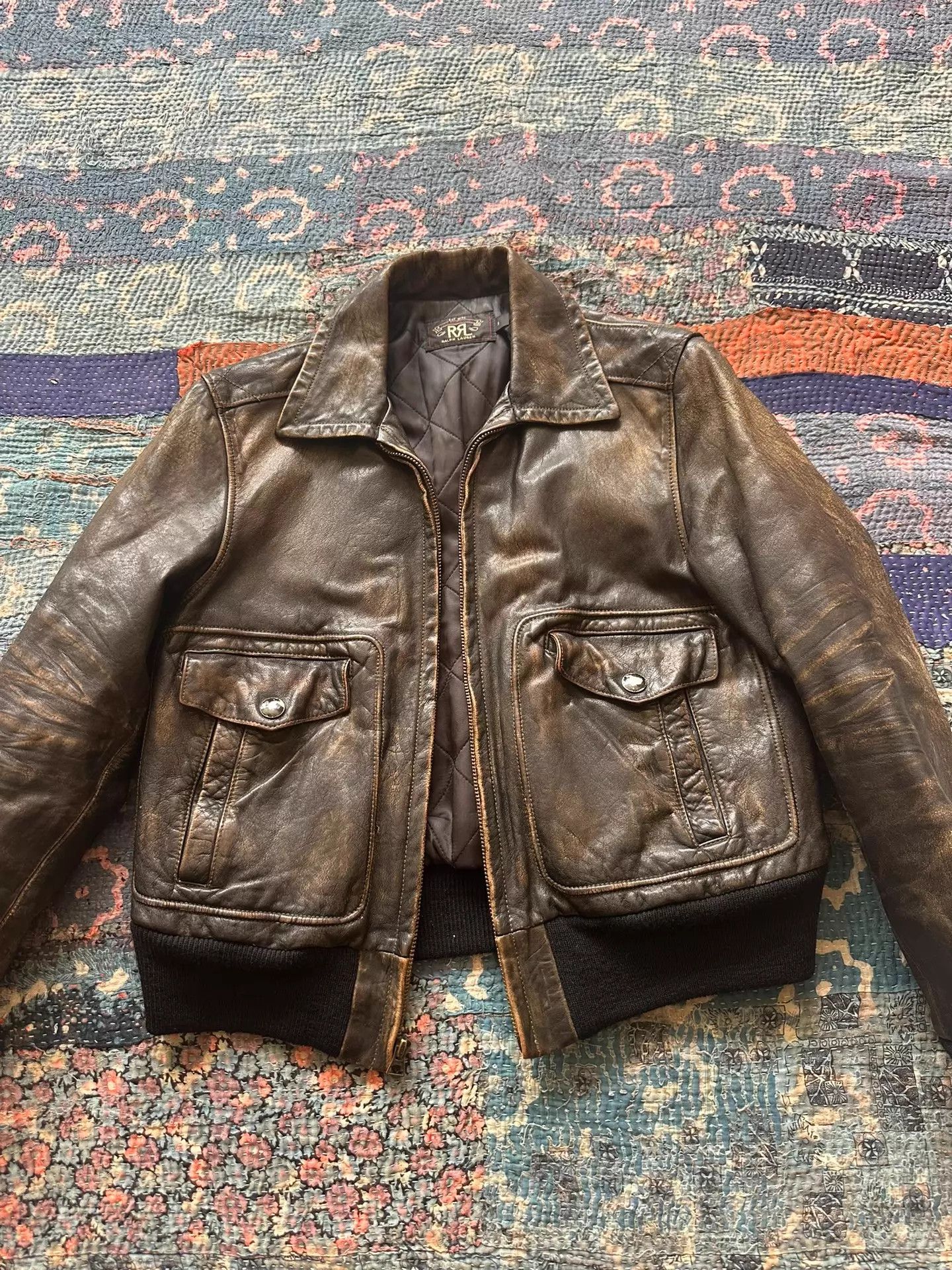 RRL Ralph Lauren RRL Distressed Leather Jacket Size 3 Size US L / EU 52-54 / 3 - 1 Thumbnail