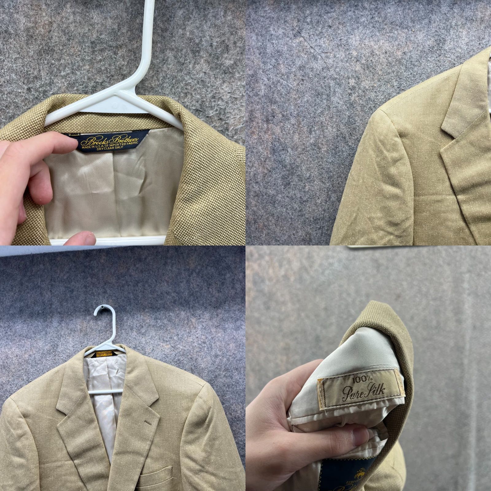 Brooks Brothers Brooks Brothers Blazer Mens 42R Beige Silk Sport Coat Jacket Tuxedo Dress Two-Button Regular Front Button Size 42R - 8 Thumbnail