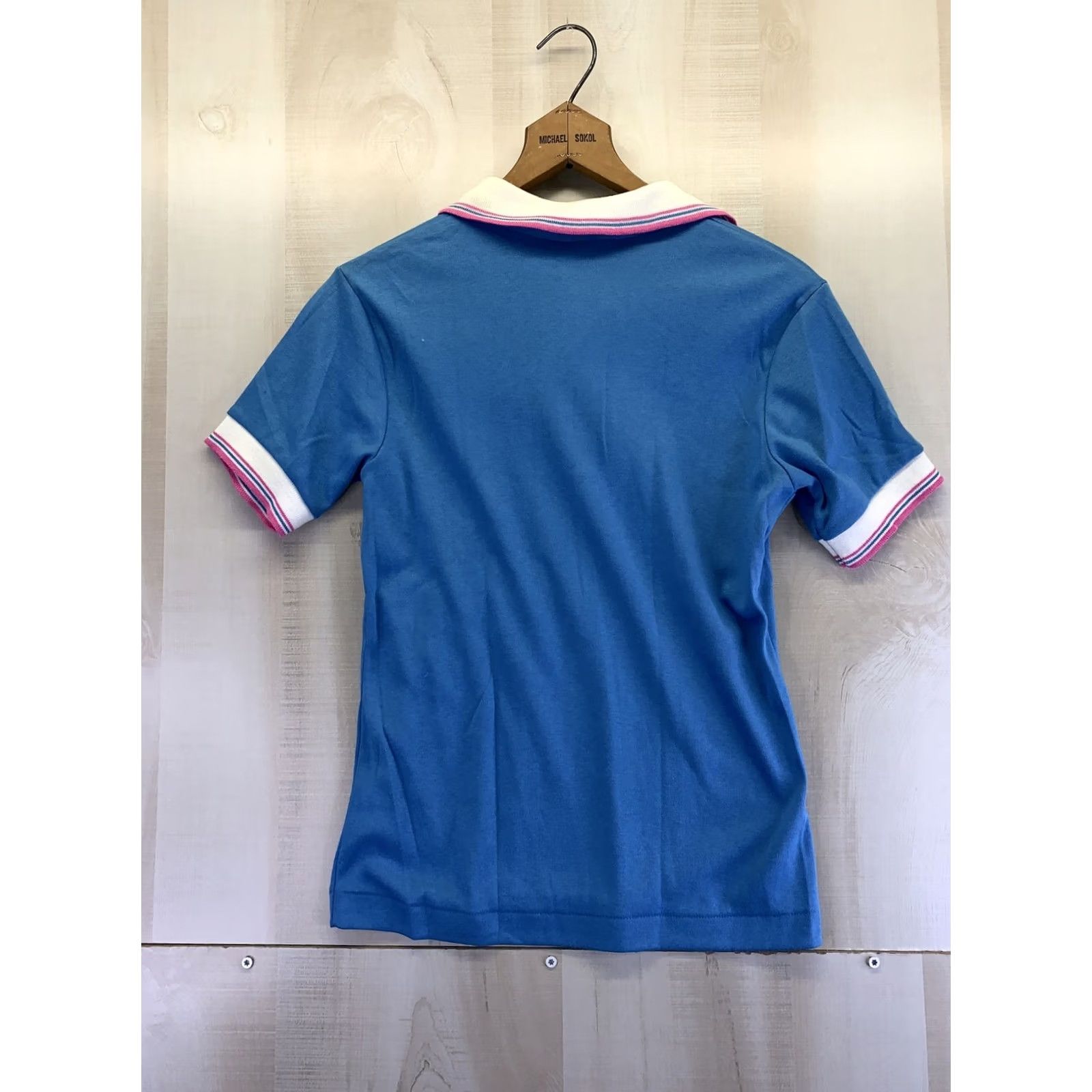 Vintage VINTAGE Hunters Glen Womens Polo Short Size S Blue/Pink/NWT 1990s Cotton T-Shirt Sportswear/Beach Blue Womens Size 28" / US 6 / IT 42 - 8 Thumbnail