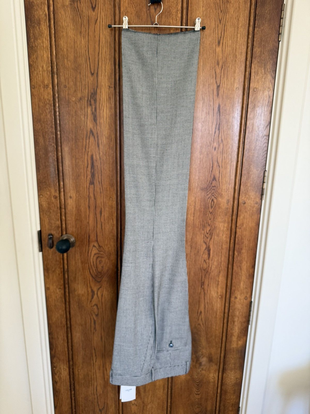 Celine SS23 Celine Houndstooth cashmere Flared Pants Hedi Slimane Size 40L - 2 Thumbnail