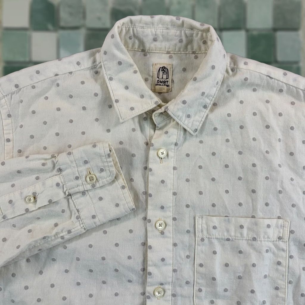 KATO Hiroshi Kato Embroidery Dot White Shirt Men Small Pocket Cotton Designer Shirt Men S White Polka Dot Size US S / EU 44-46 / 1 - 1 Thumbnail