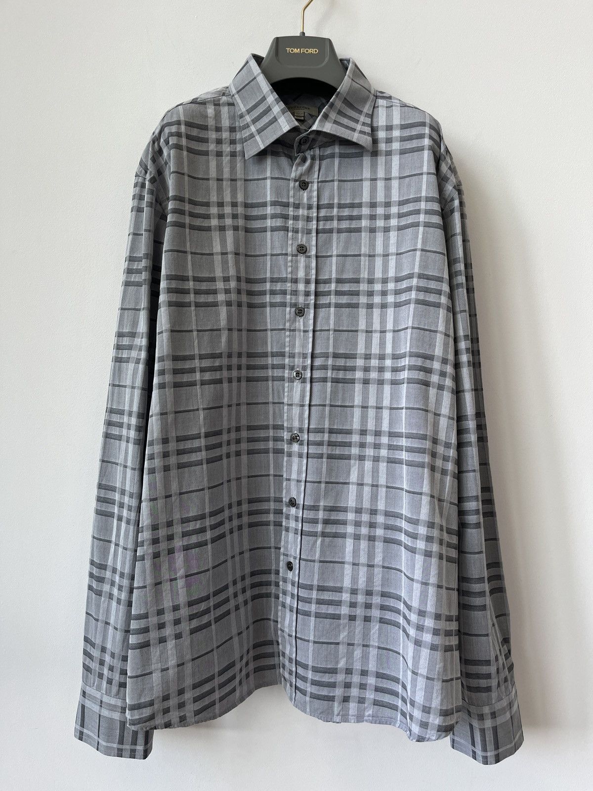 Burberry BURBERRY Grey Nova Check Shirt Luxury Streetwear Old Money Size US XXL / EU 58 / 5 - 2 Thumbnail