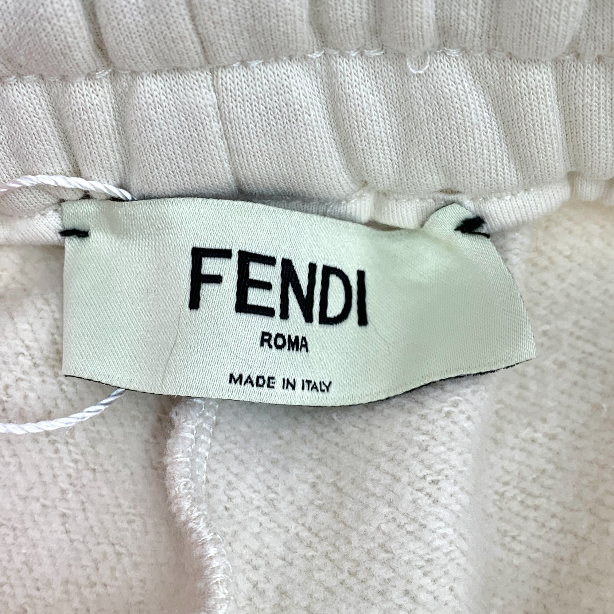 Fendi Fendi Beige Cotton Side Logo Jogger Pants 40M Elastic Waist Size 40" / US 18 - 2 Thumbnail