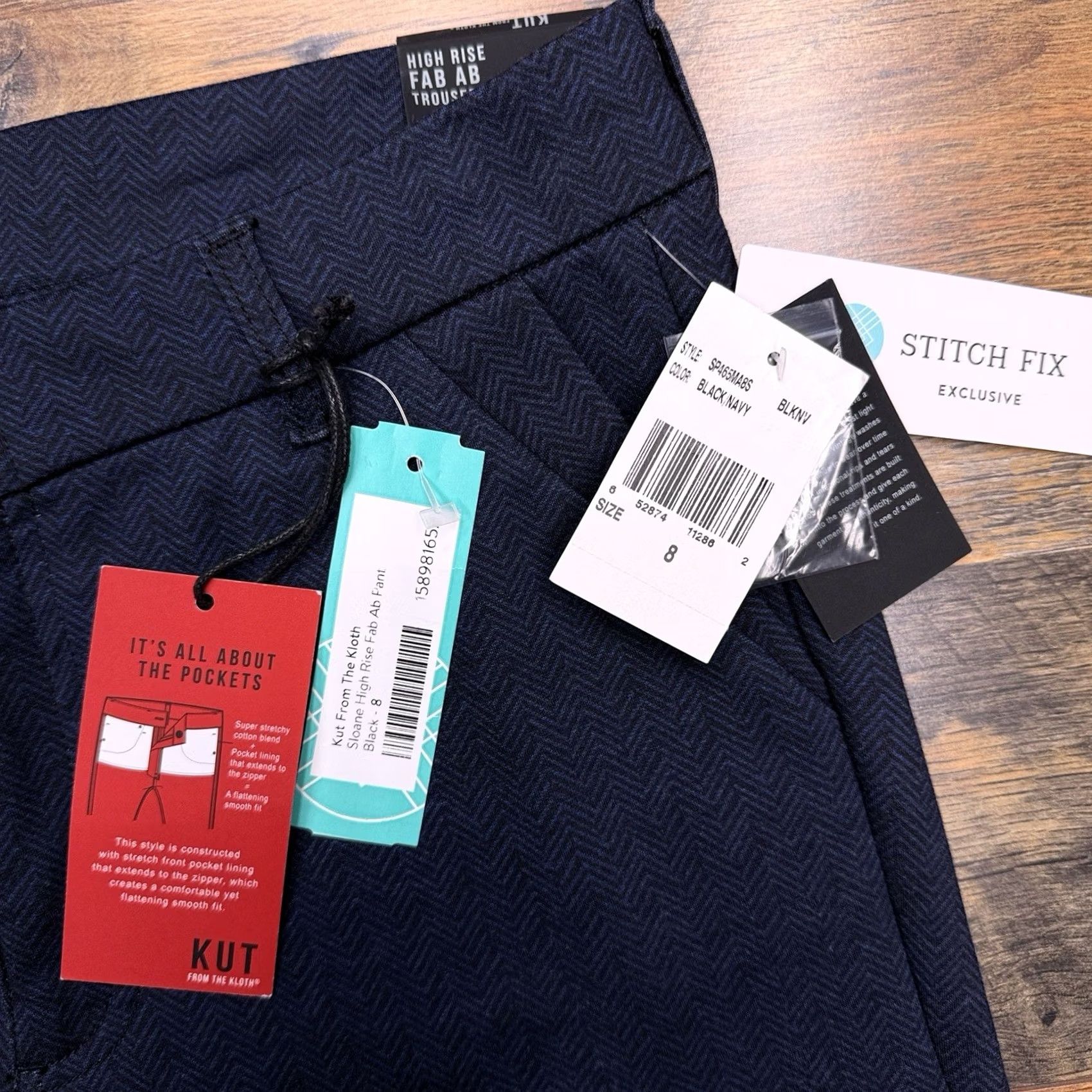 Vintage KUT from the Kloth High Rise Fab AB Trouser Skinny Pants Womens 8 Herringbone Blue PFL Stretch Chino Tailored Slim Vintage: No (adjusted by rules) Size 30" / US 8 / IT 44 - 5 Thumbnail