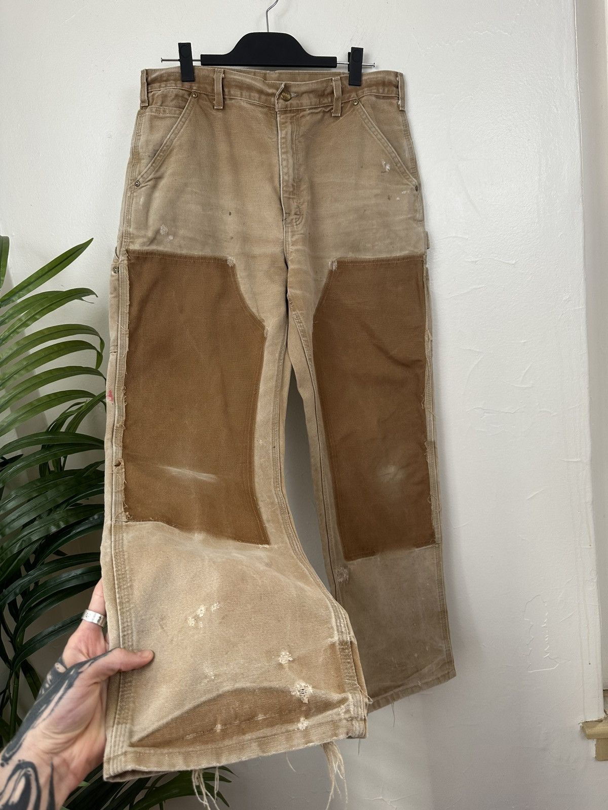 (34x31) CRAZY FADED TAN Carhartt Double Knee Pants