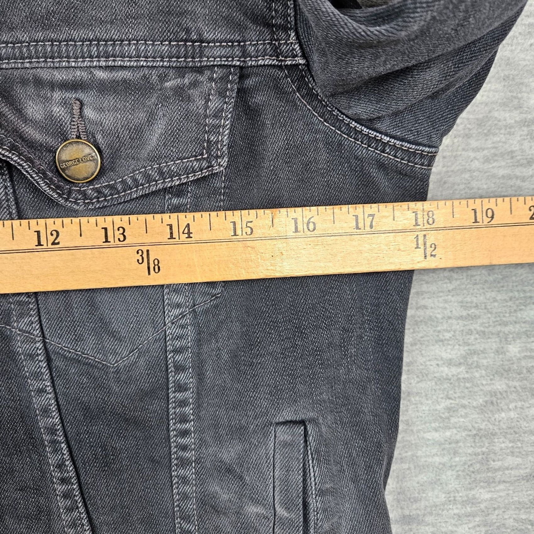 Denime GEORGELOVES Women’s Dark Gray Button Up Cropped Denim Jean Jacket S Regular Color Gray Denim Jacket 100% Cotton Lightweight Casual Ladies Shirt? Size 28" / US 6 / IT 42 - 5 Thumbnail
