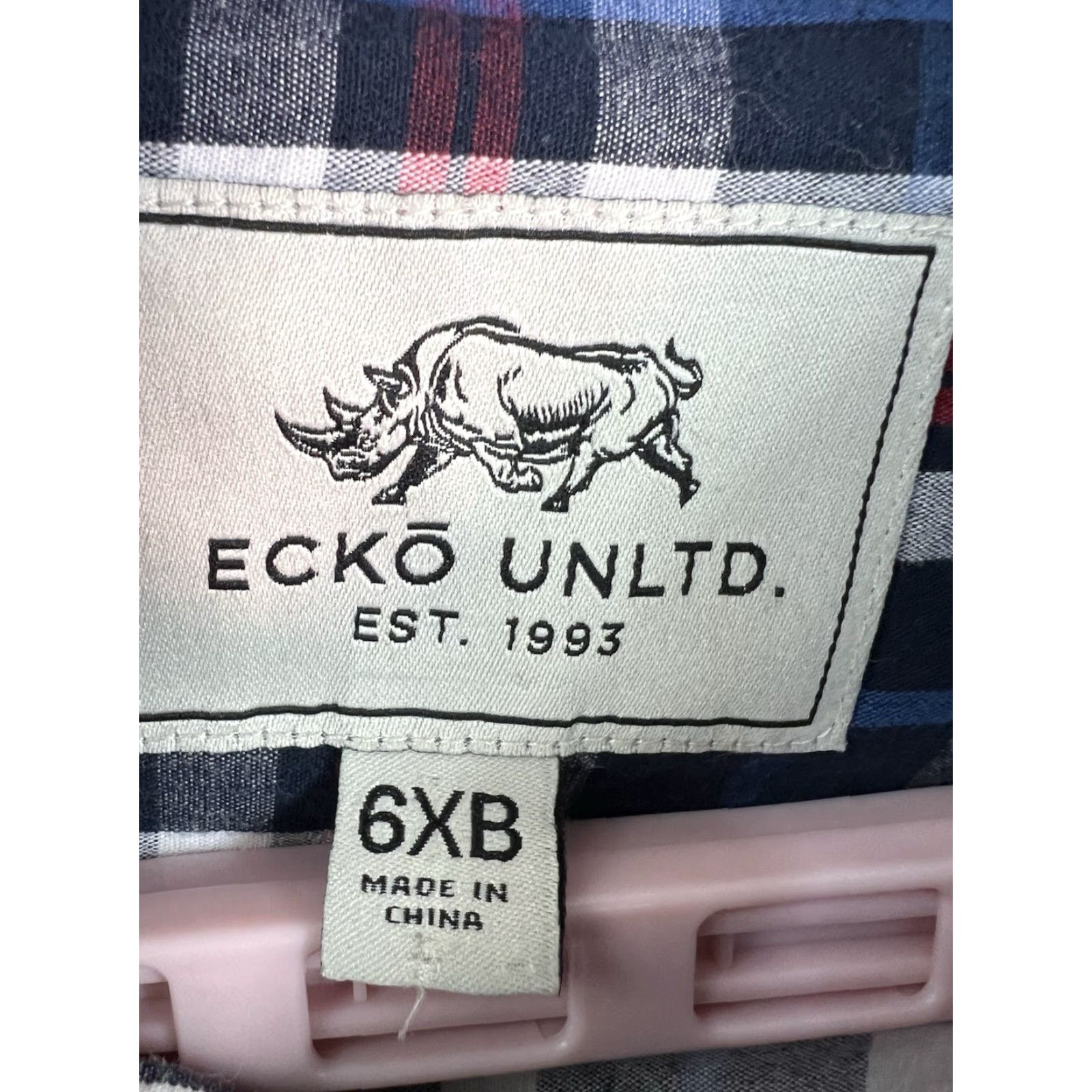 Ecko Unltd. Ecko Unltd. Plaid Shirt Men 6XL Long Sleeve Blue Cotton Casual Big & Tall Mens Size US XXL / EU 58 / 5 - 3 Thumbnail