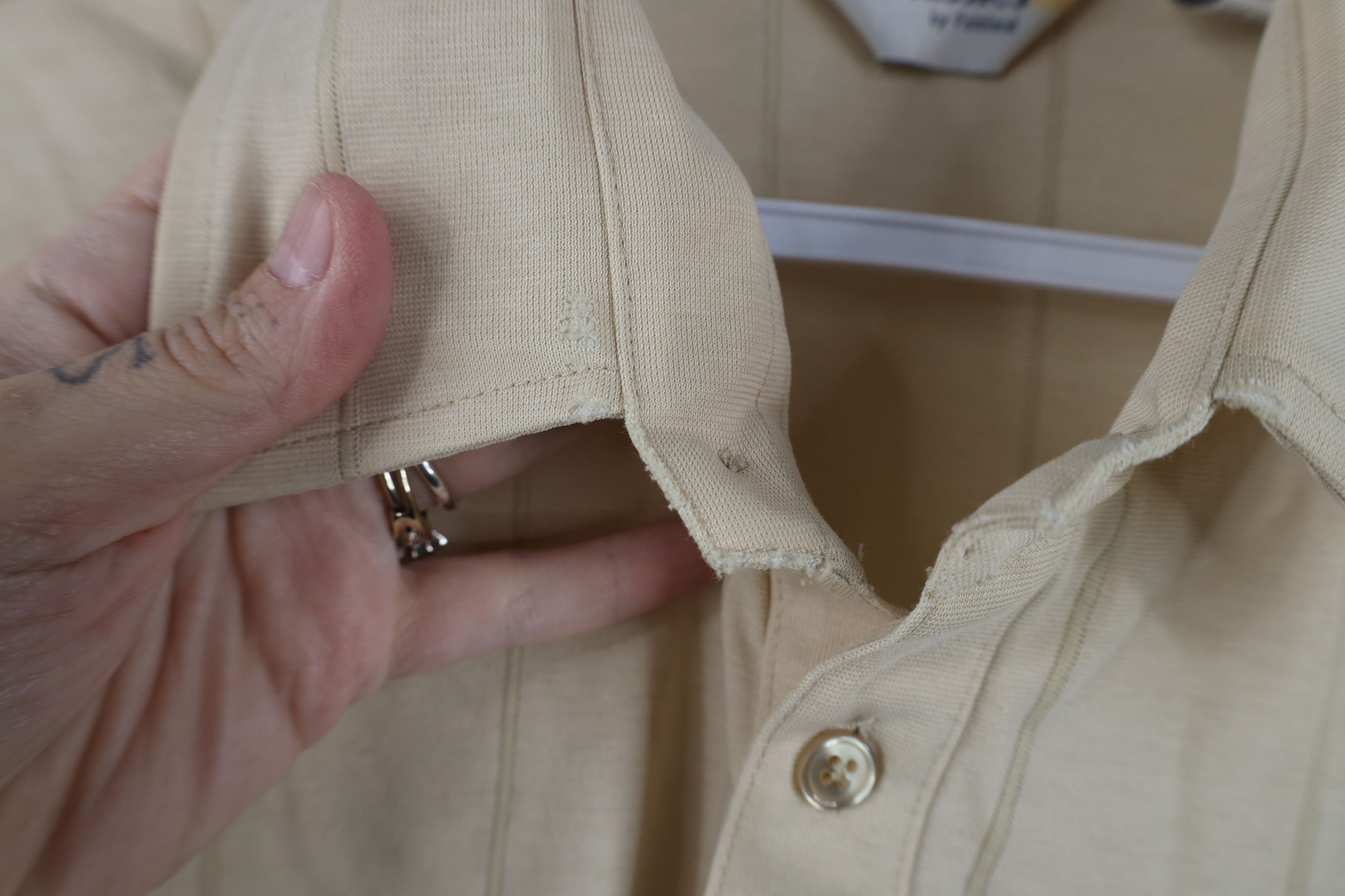 Vintage Vintage 90s Streetwear Striped Knit Golf Polo Shirt Beige Size US L / EU 52-54 / 3 - 8 Thumbnail