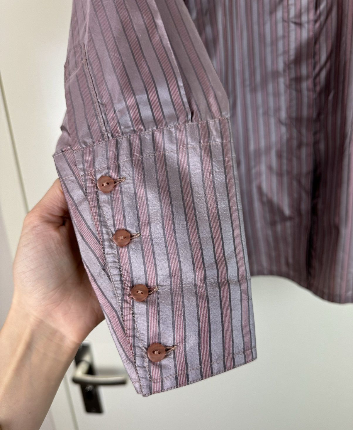Jil Sander Jil Sander Vintage Silk Striped Shirt Blouse Dracula Collar Size S / US 4 / IT 40 - 6 Thumbnail