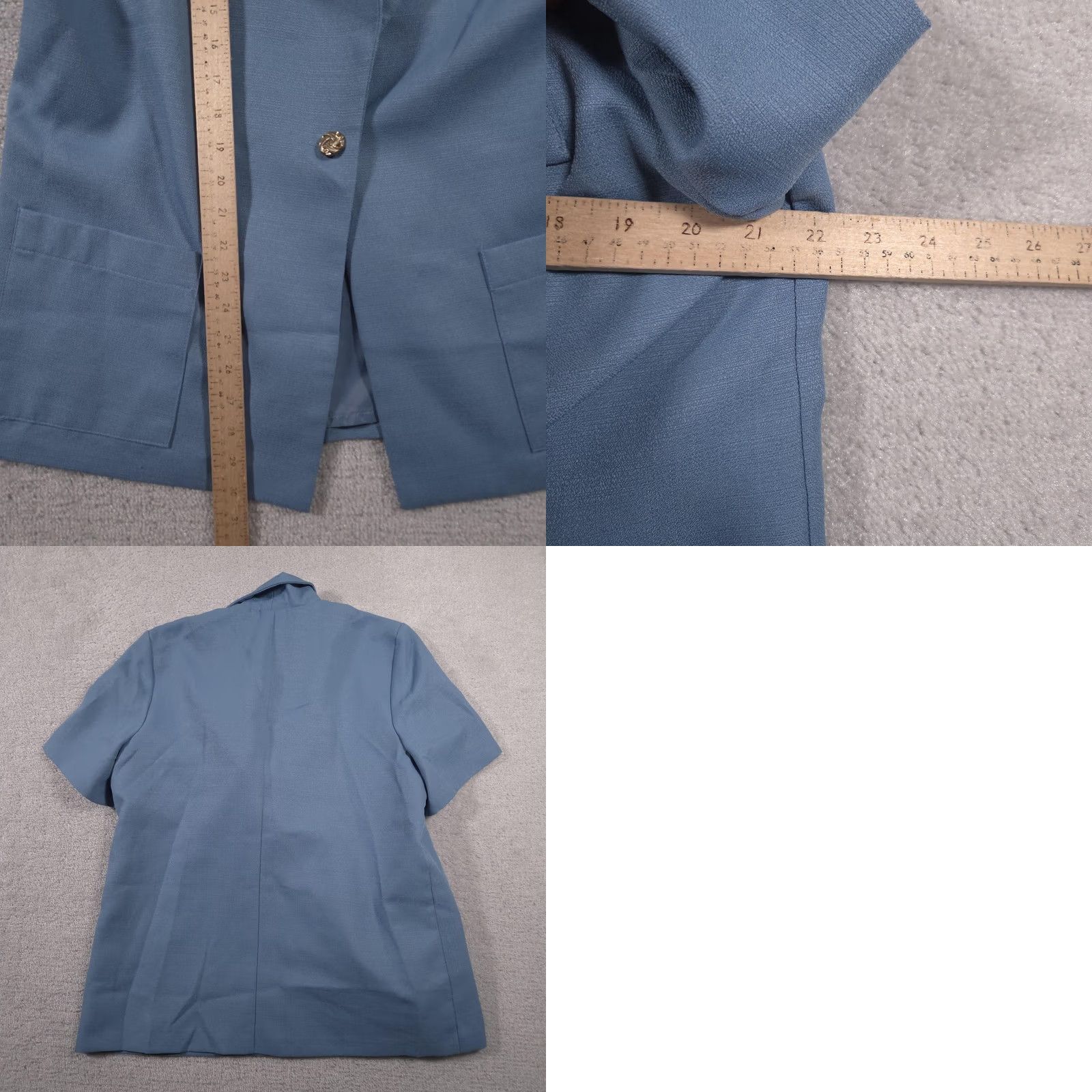 Vintage VINTAGE Bedford Fair Blazer Womens 18 Blue Short Sleeve Button Front Lined Jacket USA Jacket/Coat Size 40" / US 18 - 8 Thumbnail