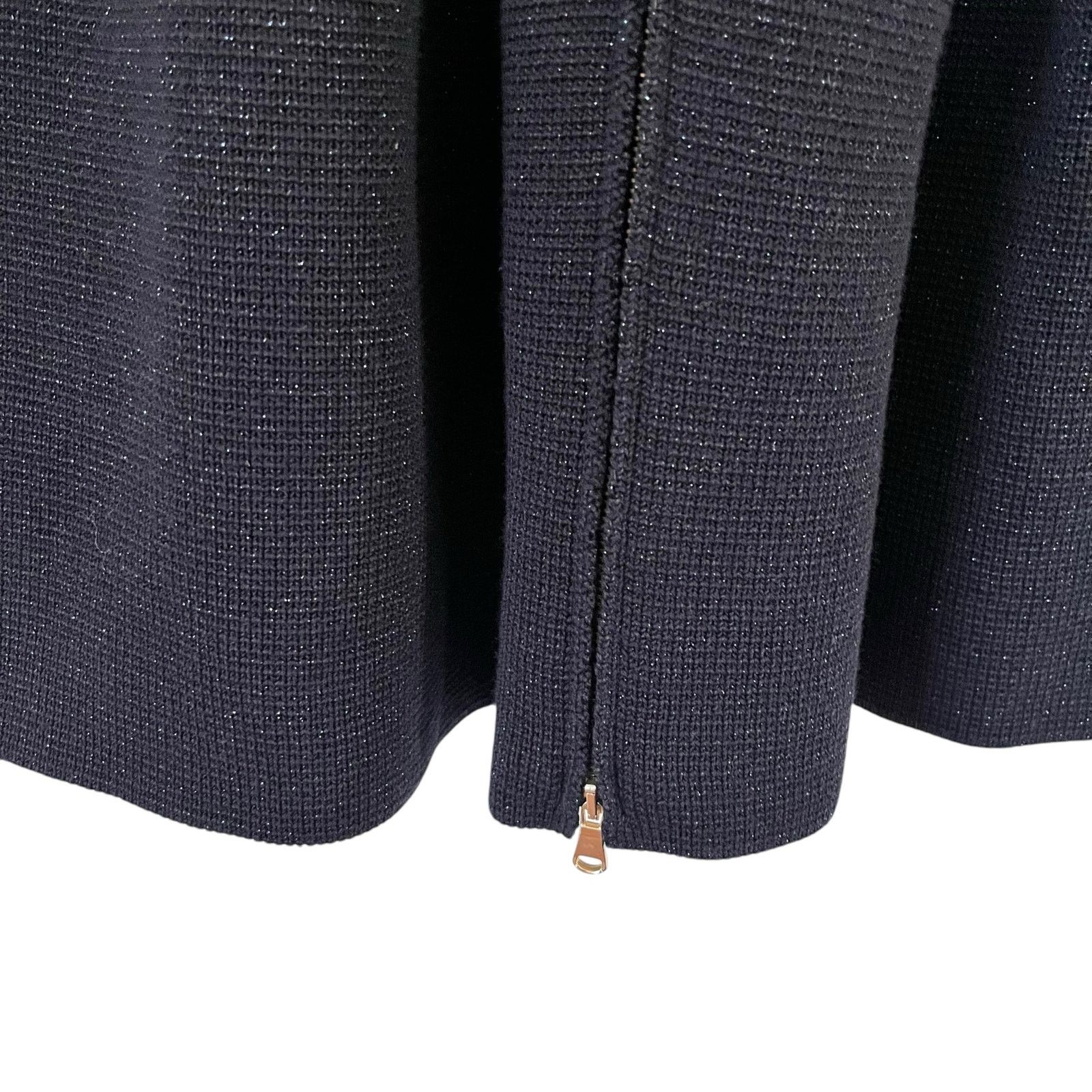 RED Valentino Red Valentino Navy Metallic Ribbed Knit Bow Sweater Dress Size XS / US 0-2 / IT 36-38 - 4 Thumbnail