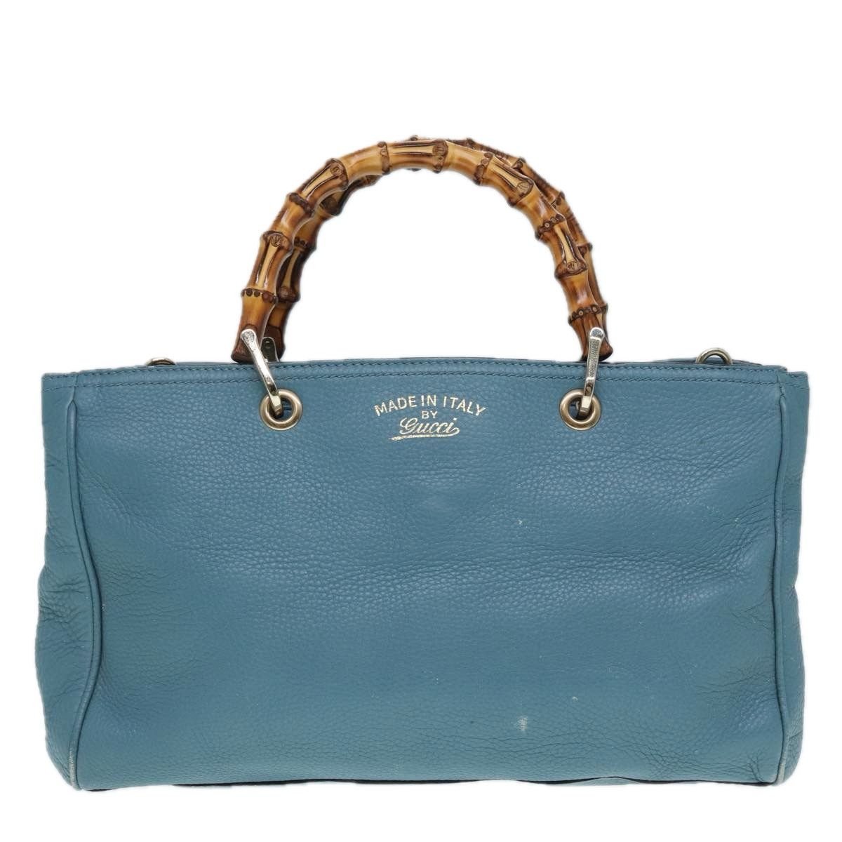 Gucci Bamboo Blue Leather Handbag (Pre-Owned) Size ONE SIZE - 1 Thumbnail
