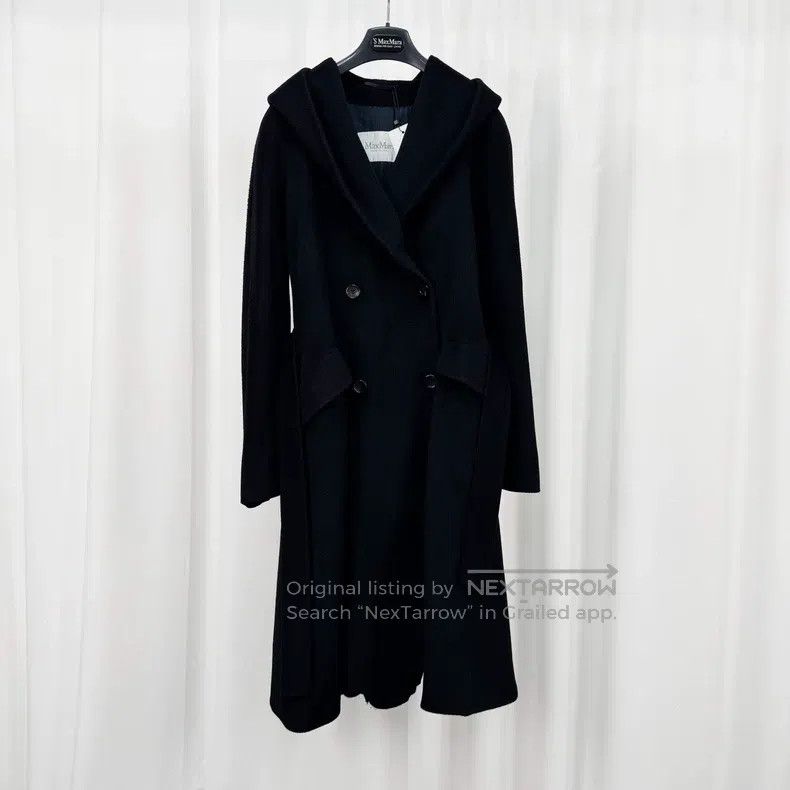 Max Mara Max Mara Black Hooded Cashmere Overcoat Size S / US 4 / IT 40 - 1 Thumbnail